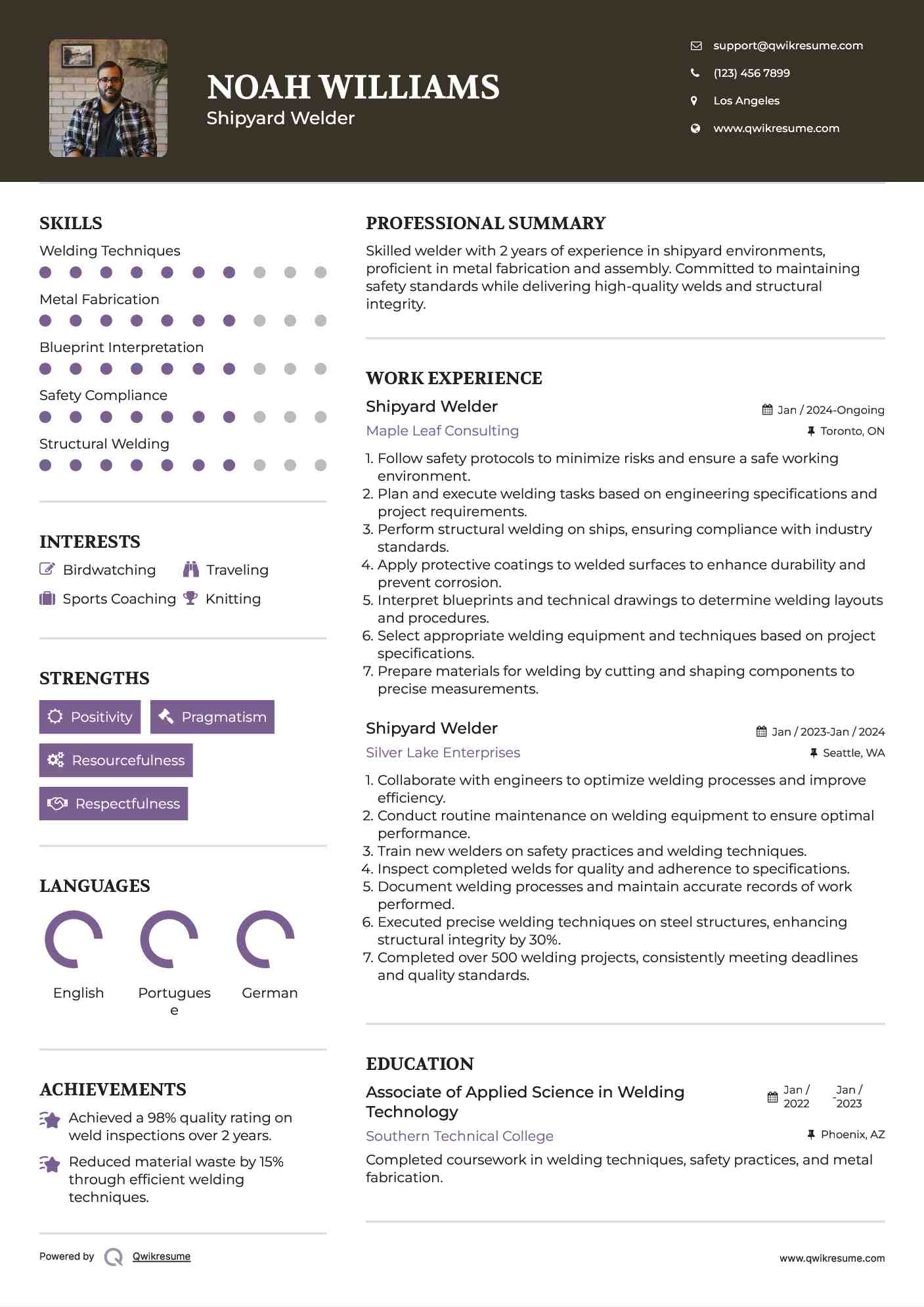 Shipyard Welder Resume Template
