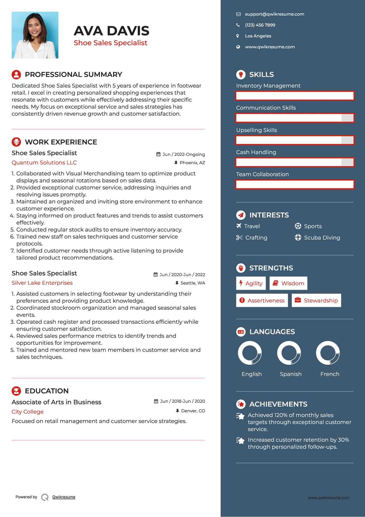 Shoe Sales Specialist Resume Model