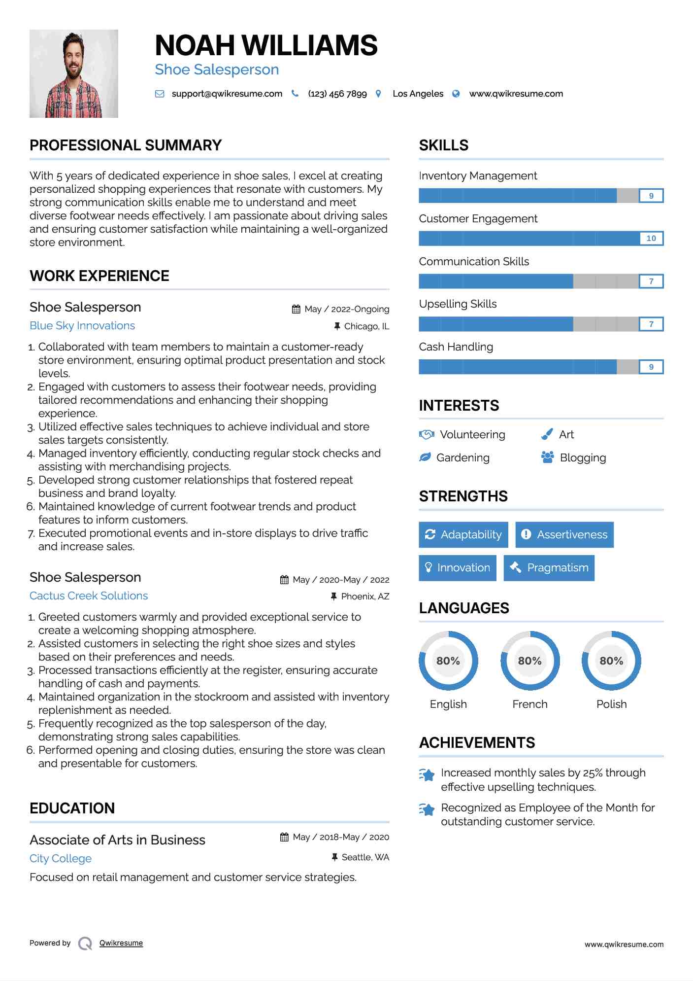 Shoe Salesperson Resume Template