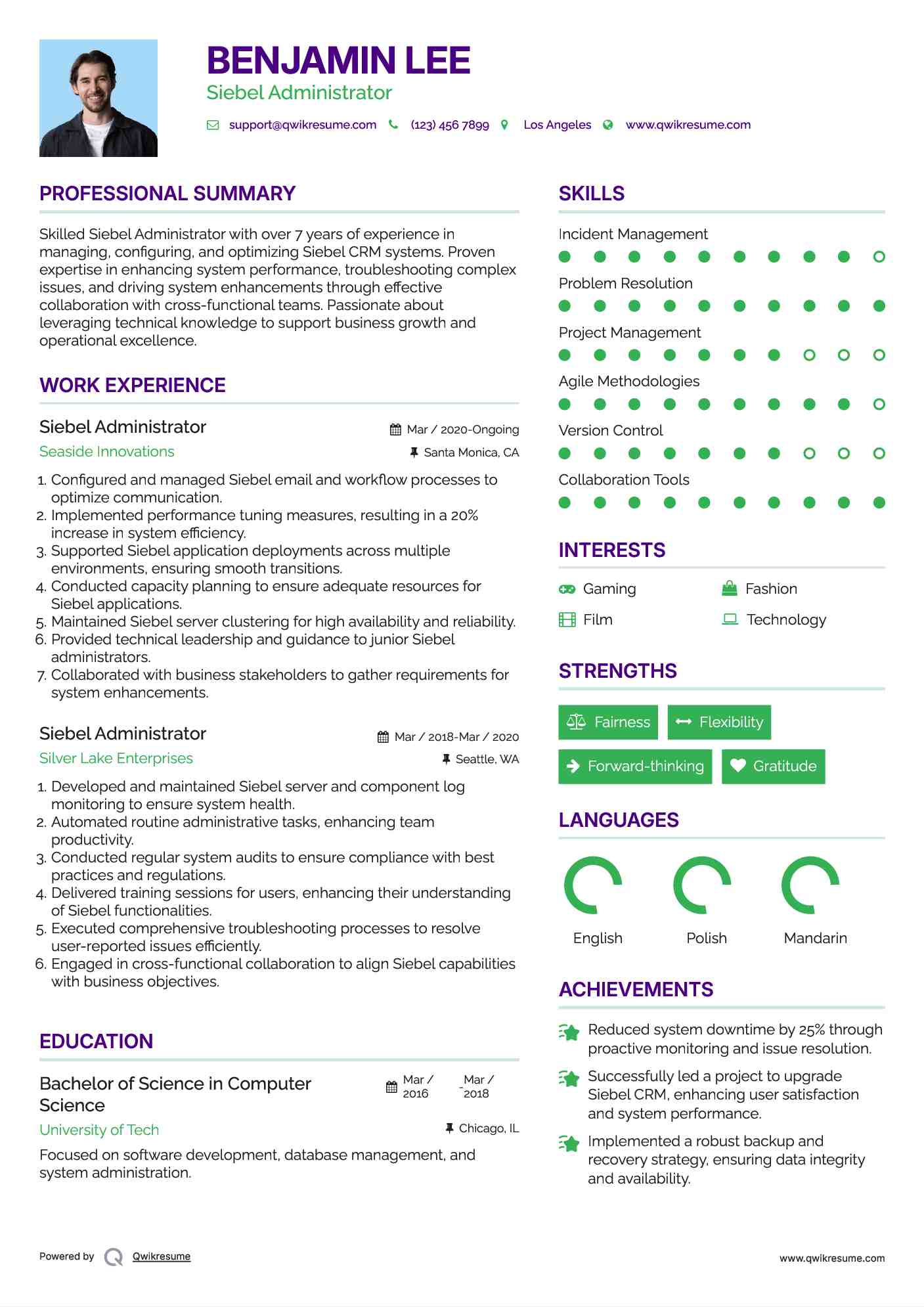 Siebel Administrator Resume Sample