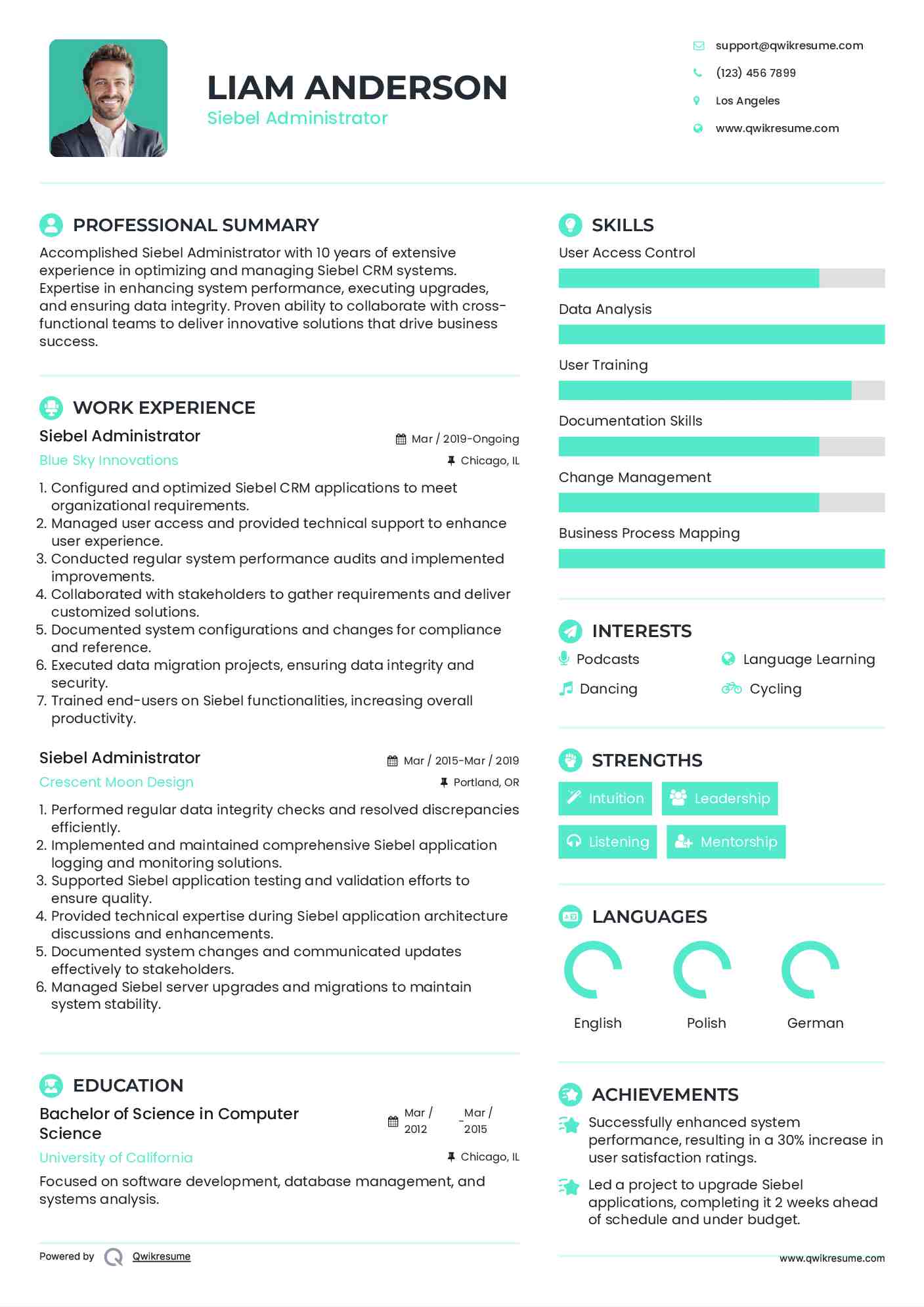 Siebel Administrator Resume Template