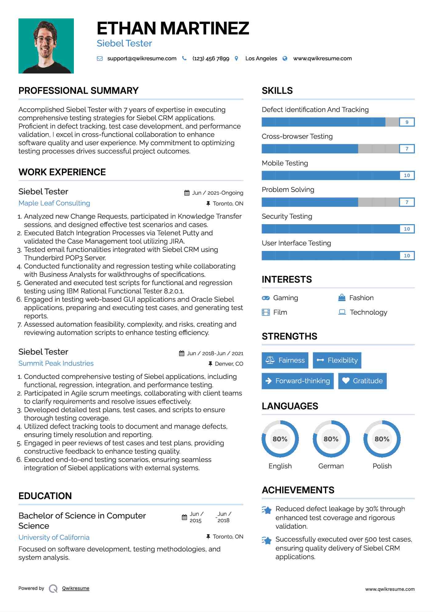 Siebel Tester Resume Template
