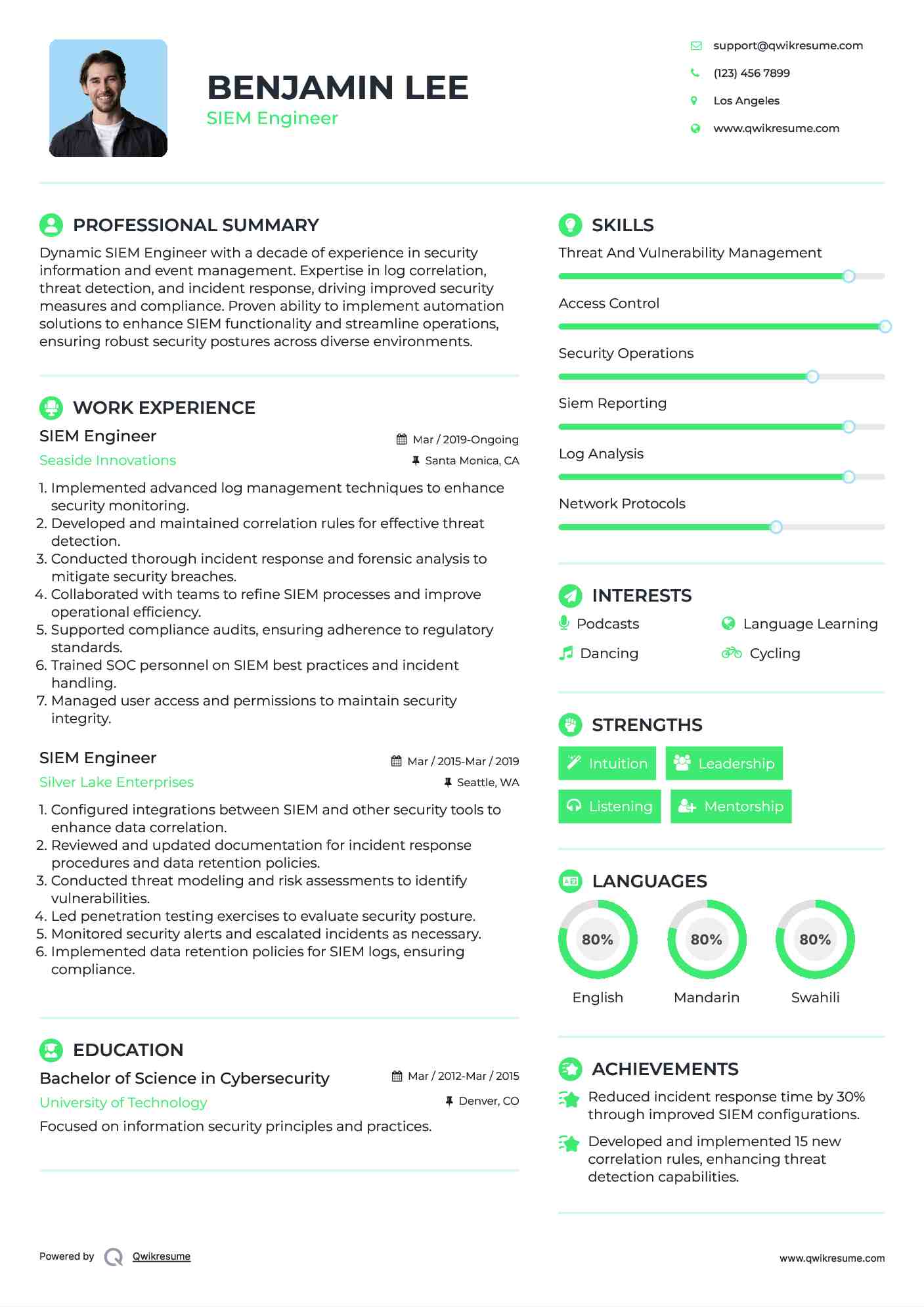 SIEM Engineer Resume Format