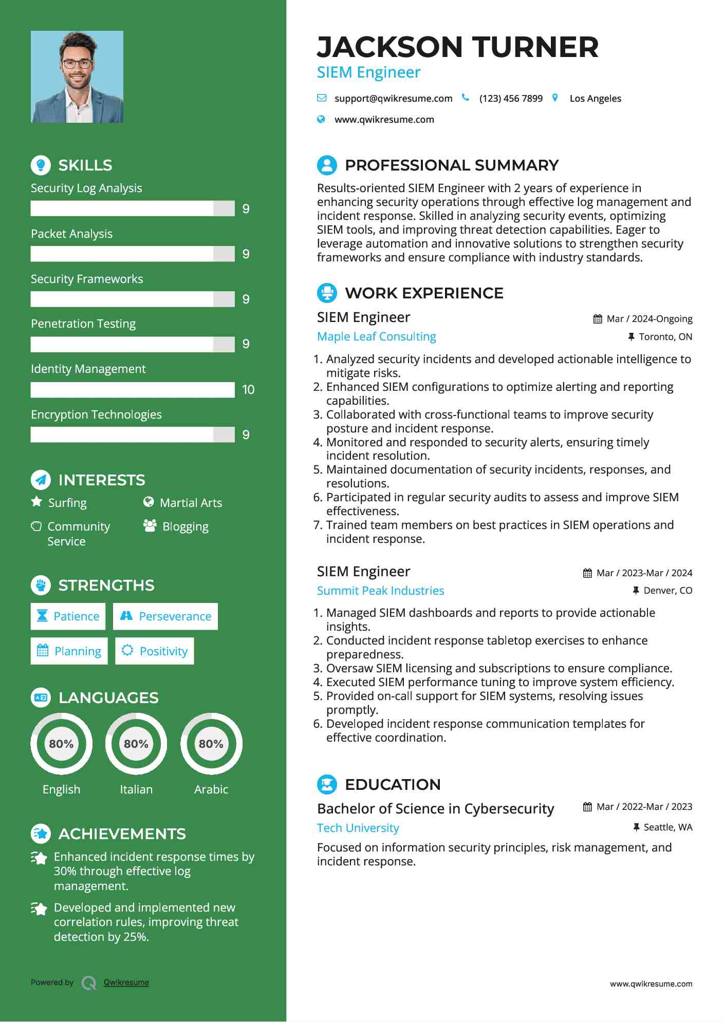 SIEM Engineer Resume Sample