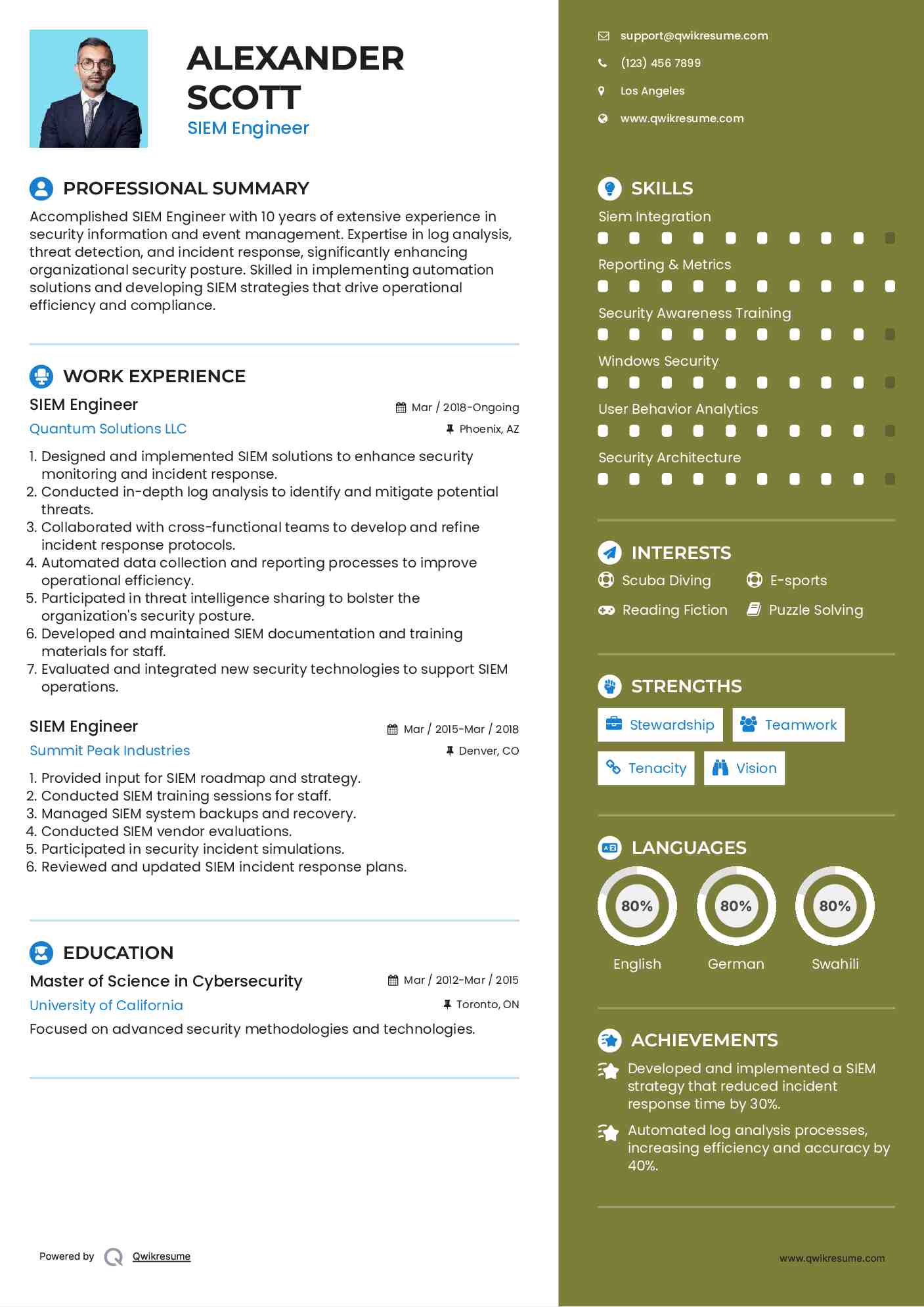 SIEM Engineer Resume Format