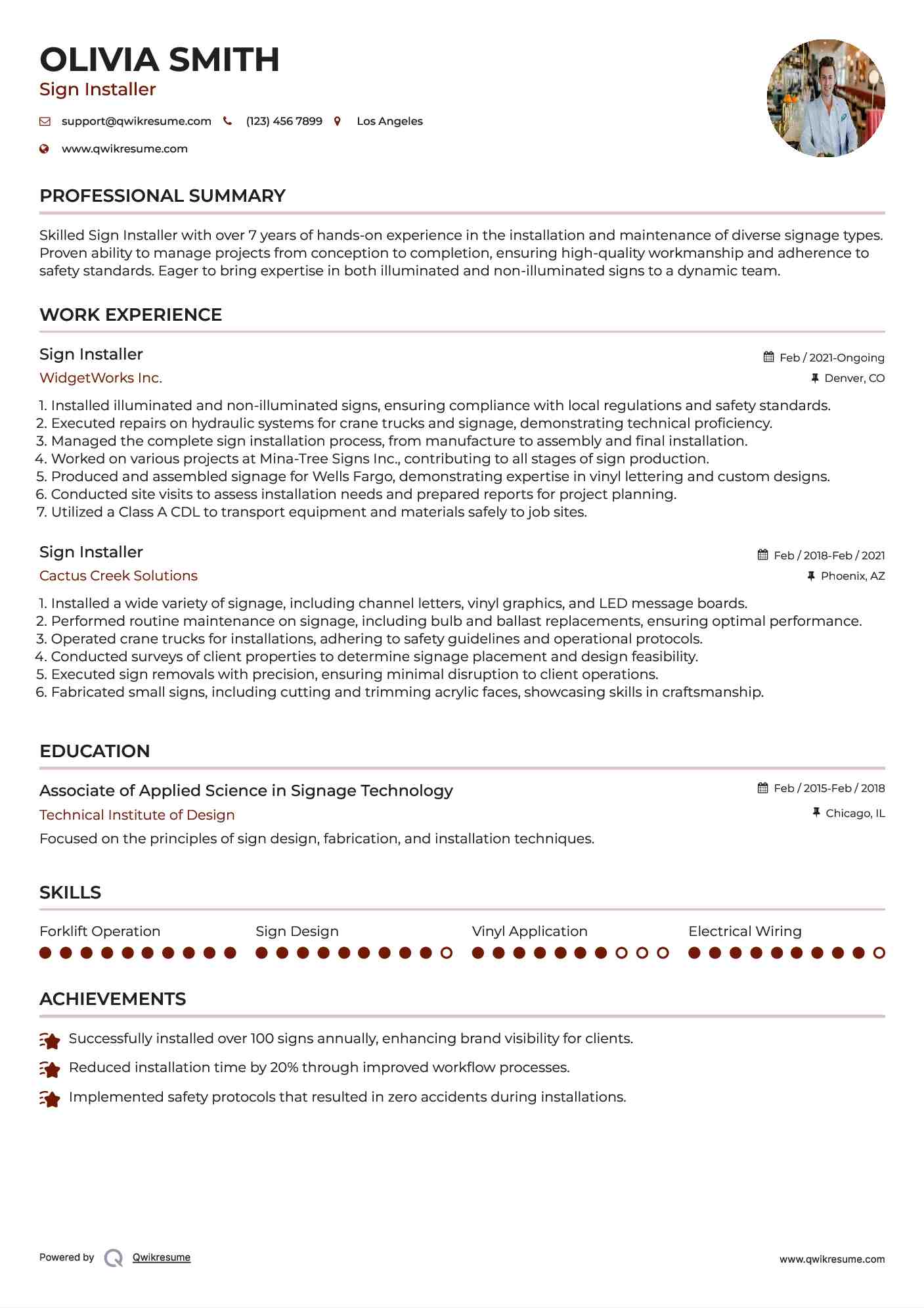Sign Installer Resume Format