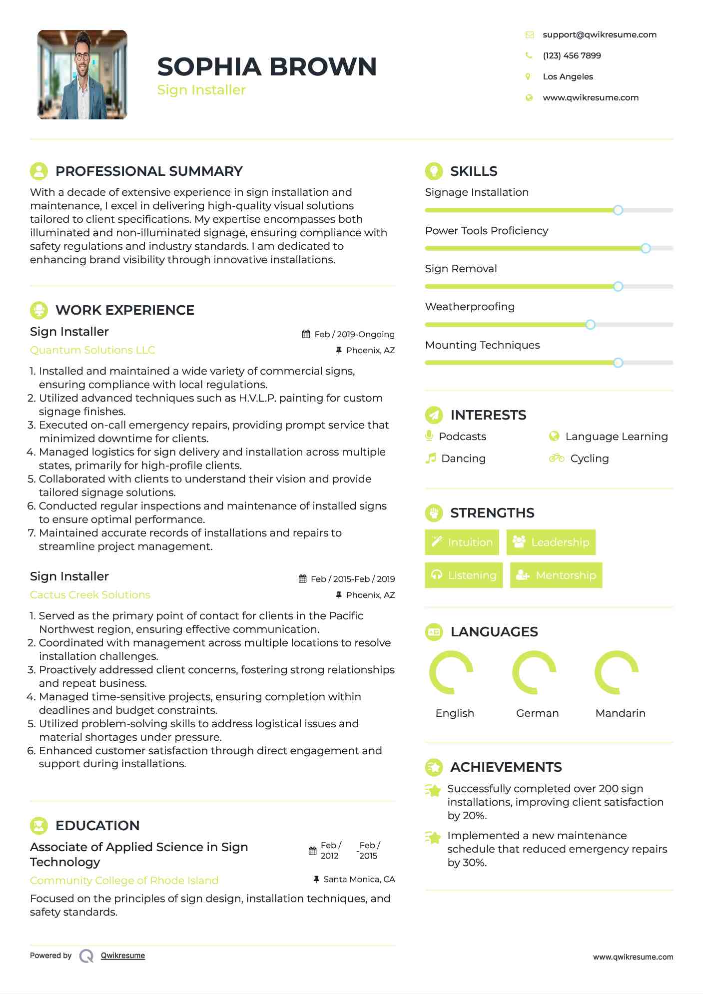 Sign Installer Resume Format