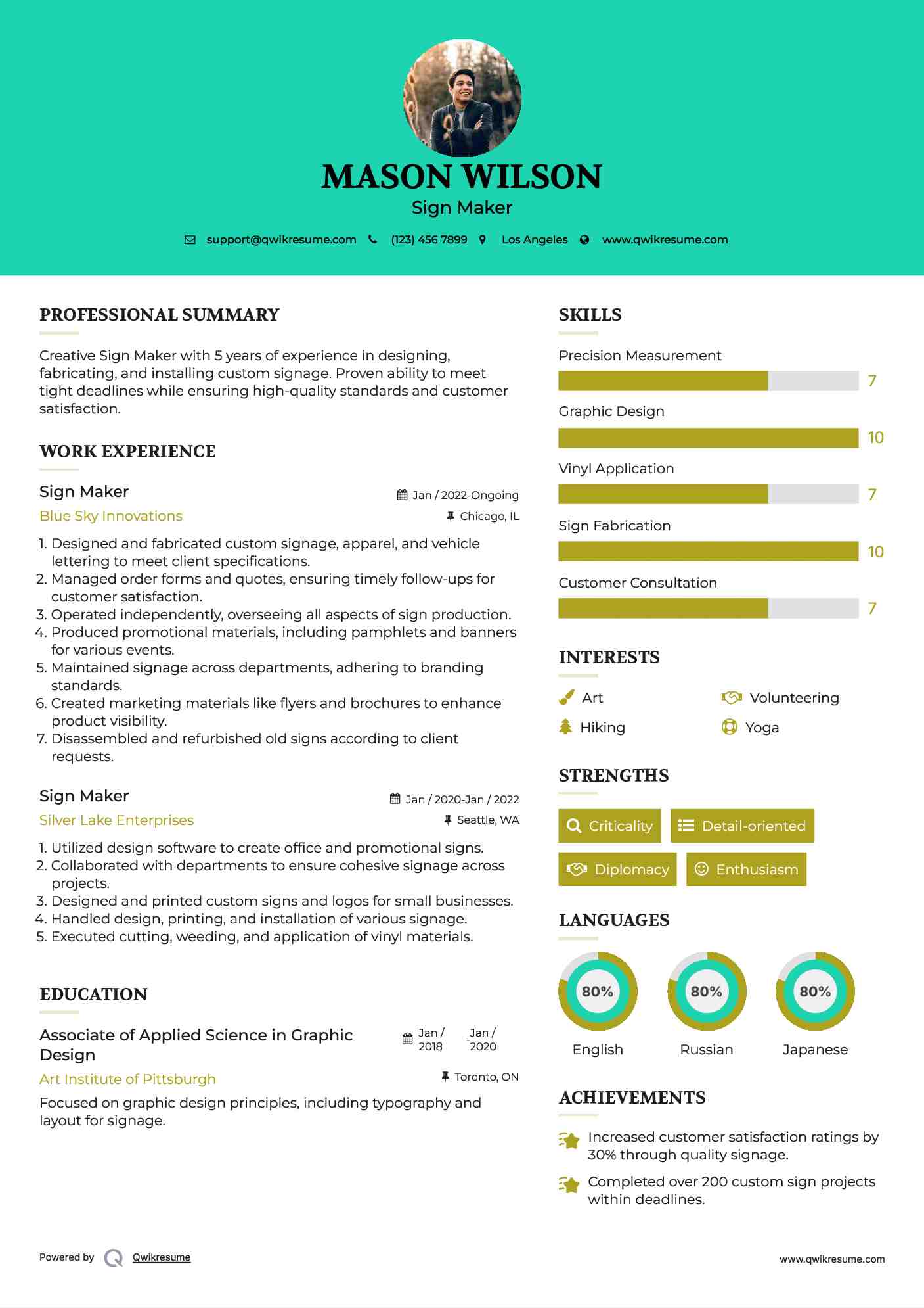 Sign Maker Resume Template
