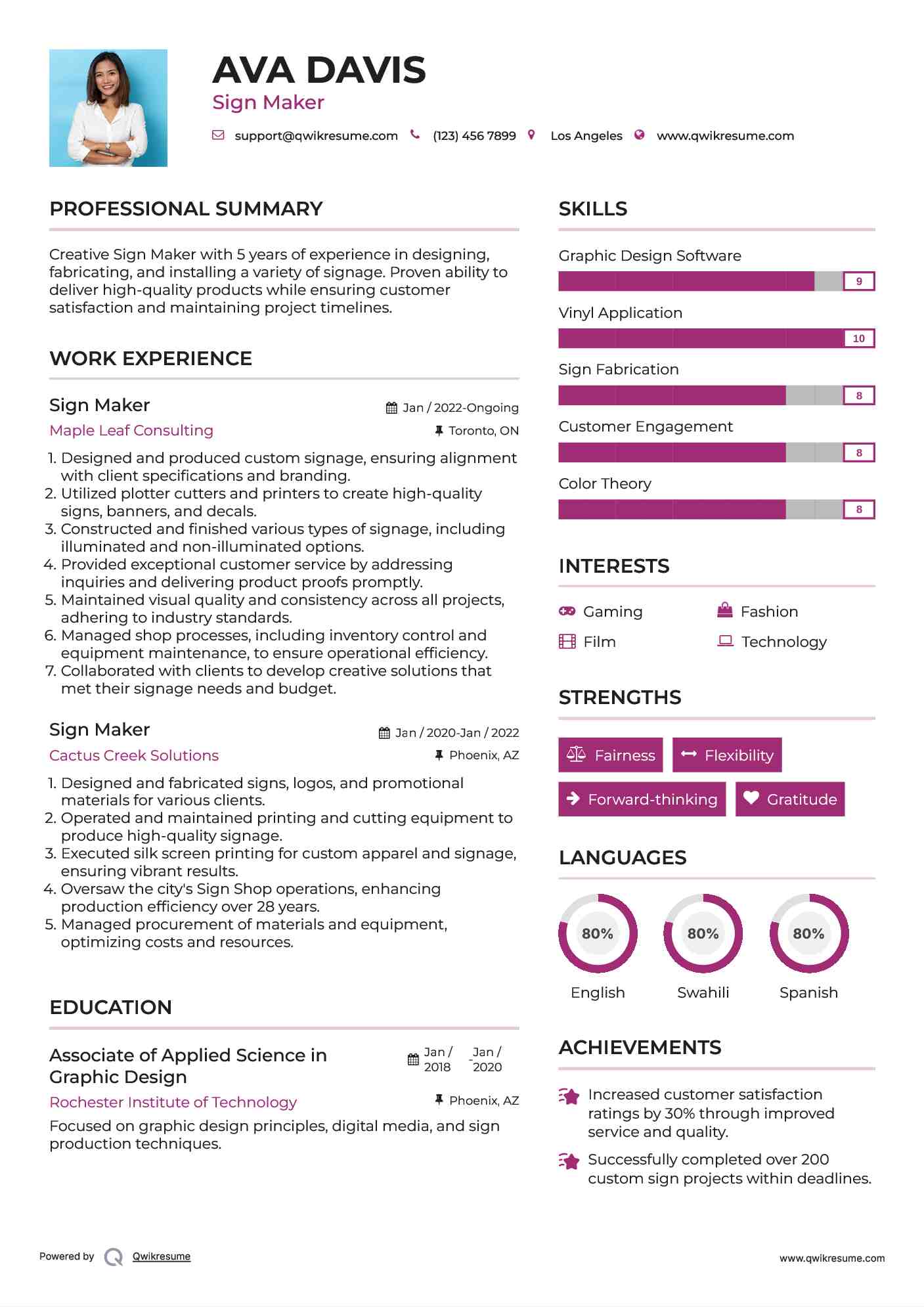 Sign Maker Resume Format