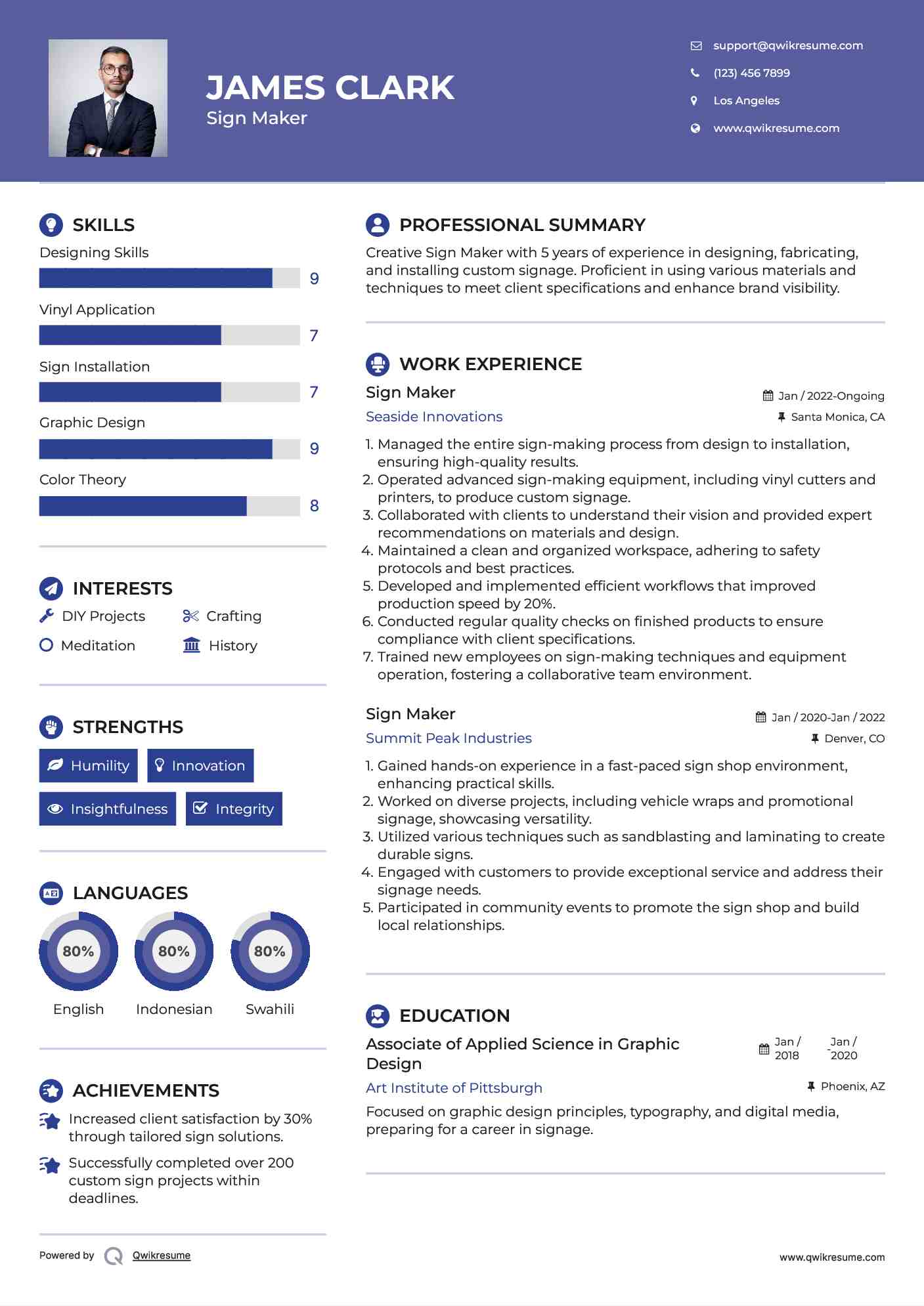 Sign Maker Resume Sample