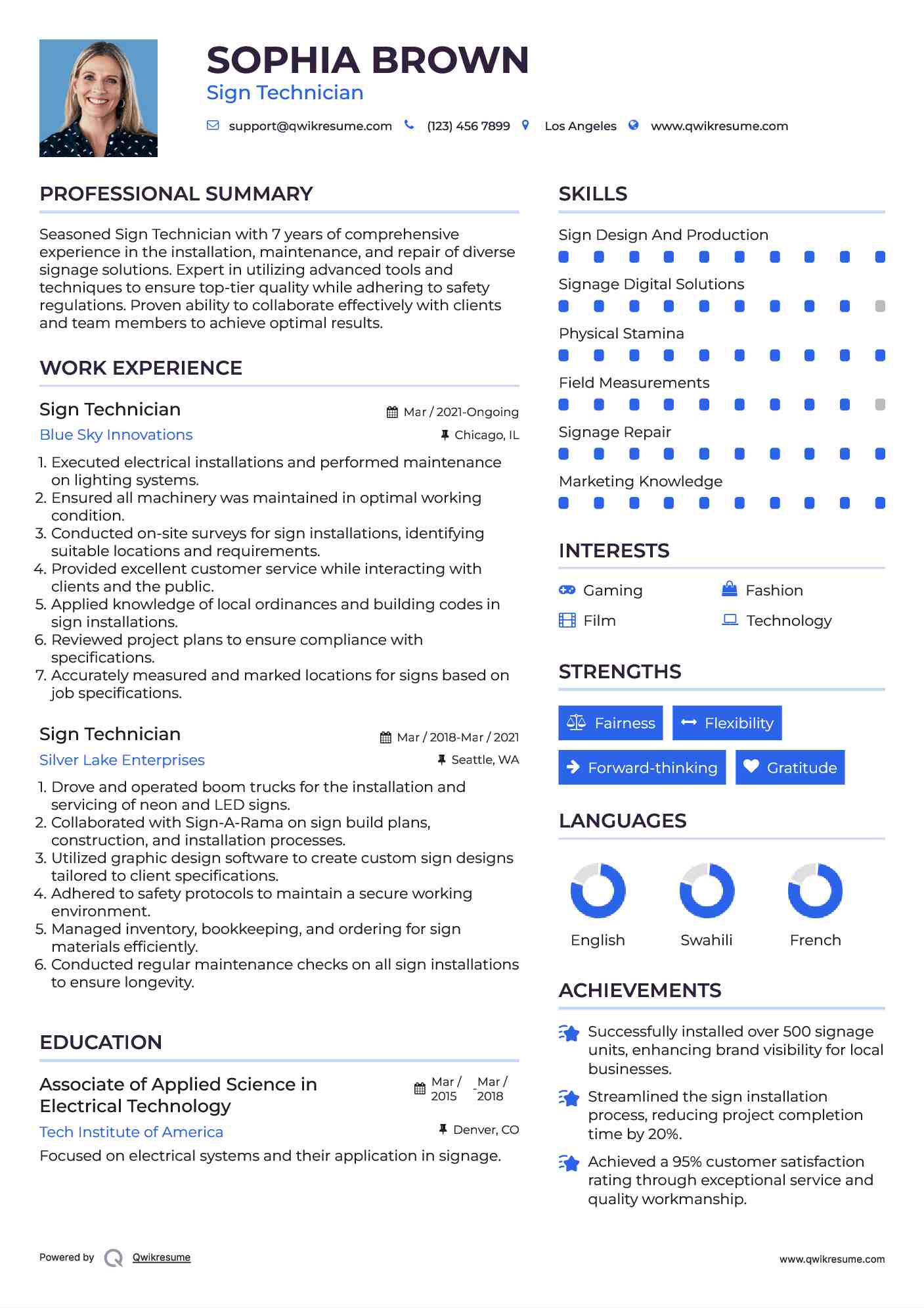 Sign Technician Resume Template