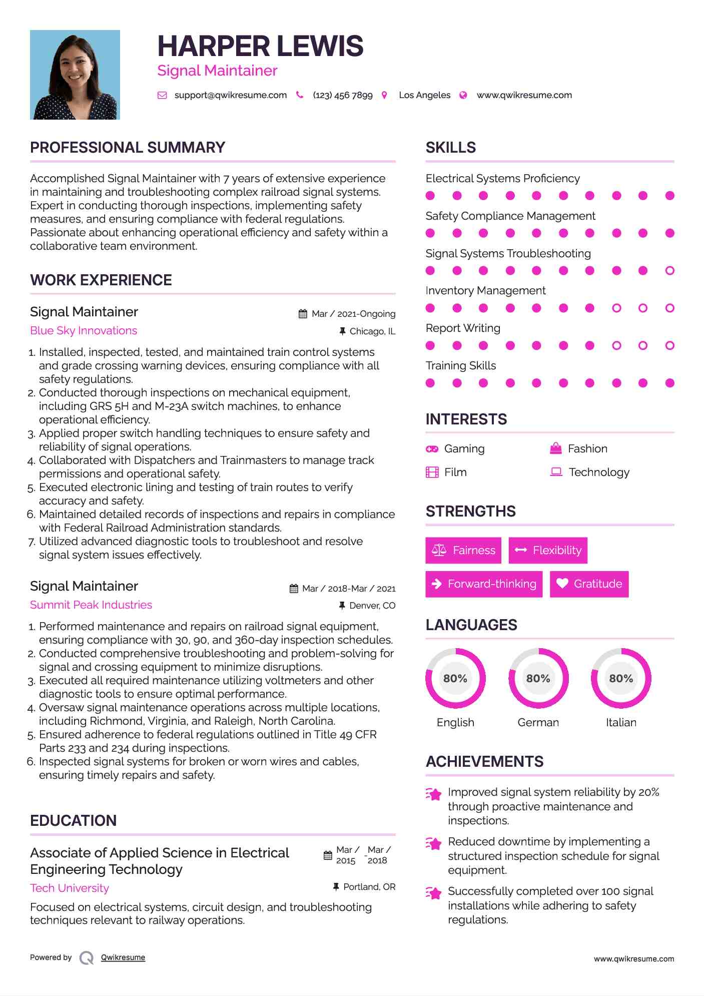 Signal Maintainer Resume Format