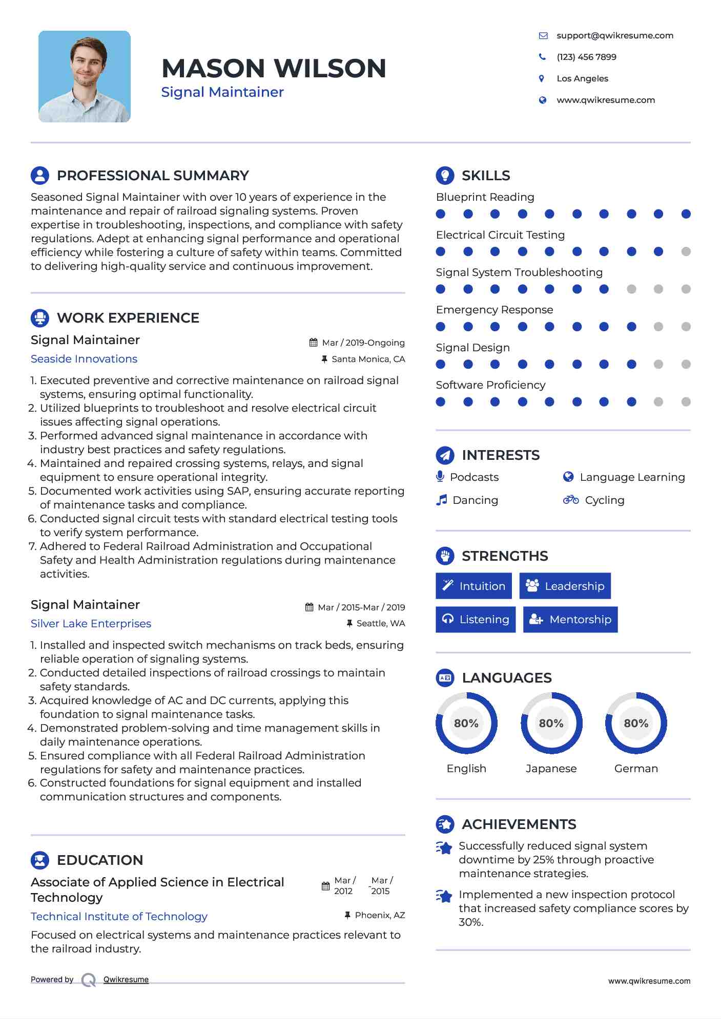 Signal Maintainer Resume Template