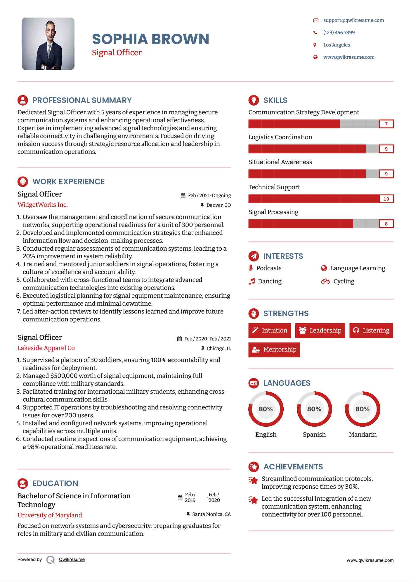 Signal Officer Resume Format
