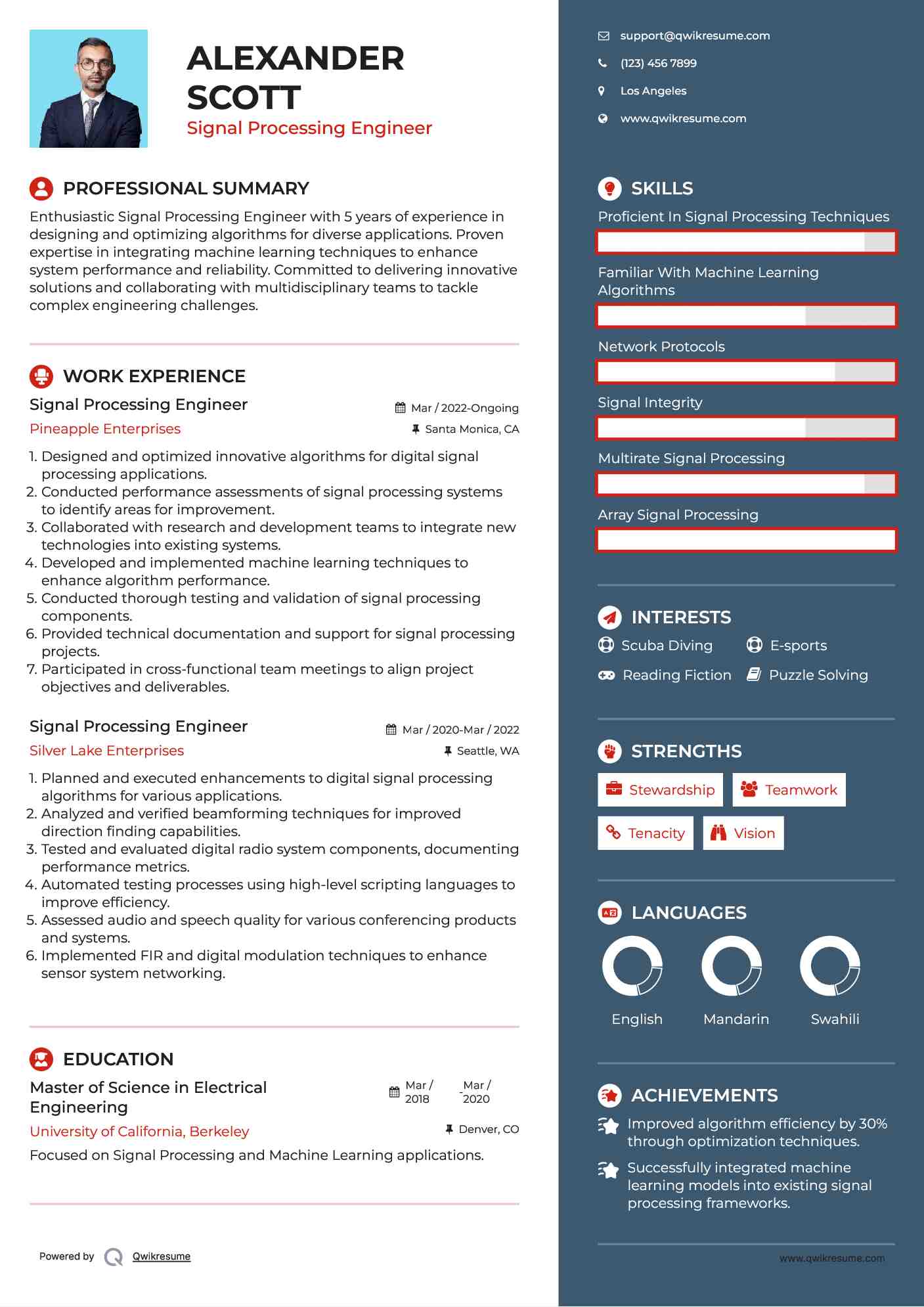 Signal Processing Engineer Resume Format