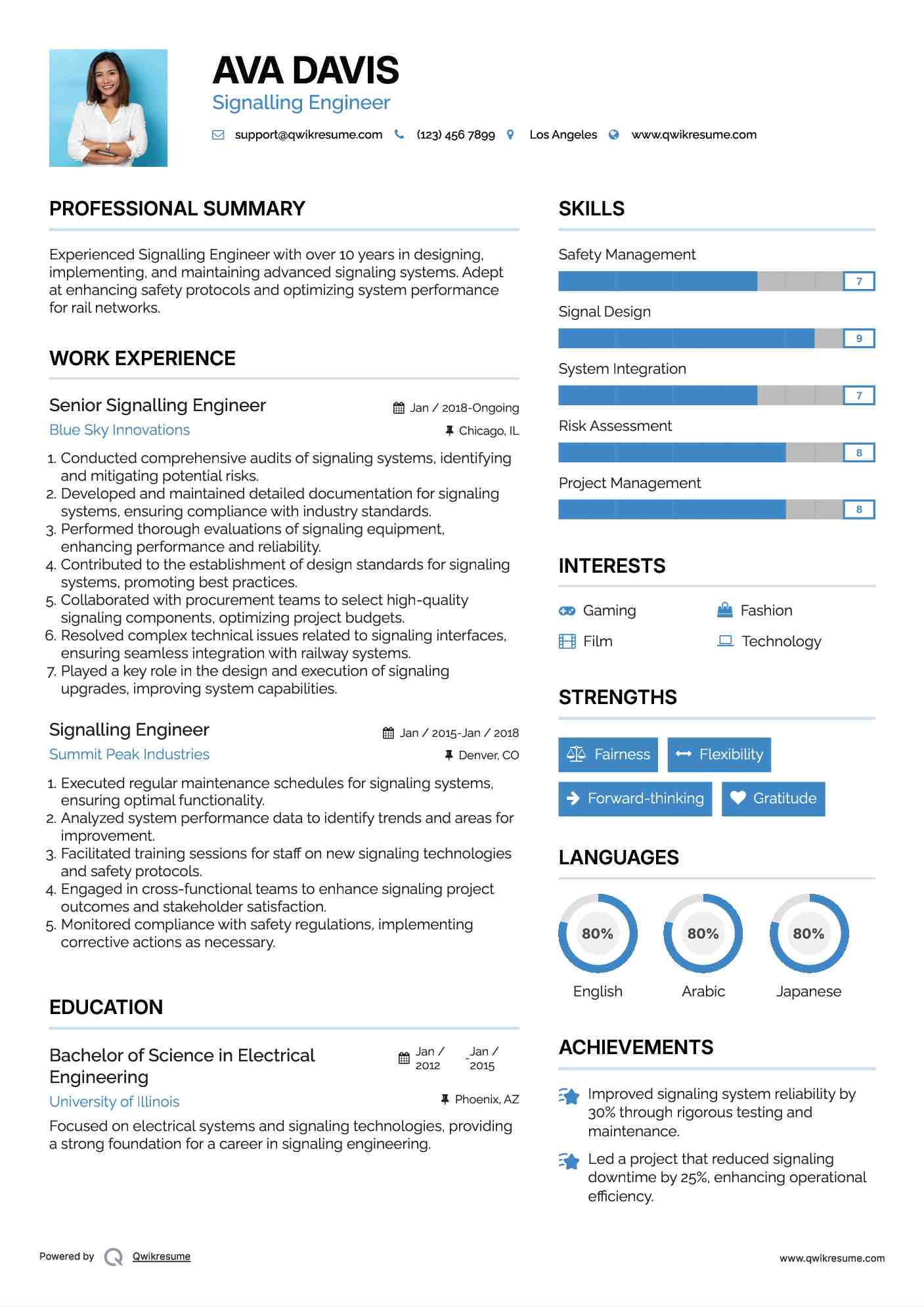 Senior Signalling Engineer Resume Sample