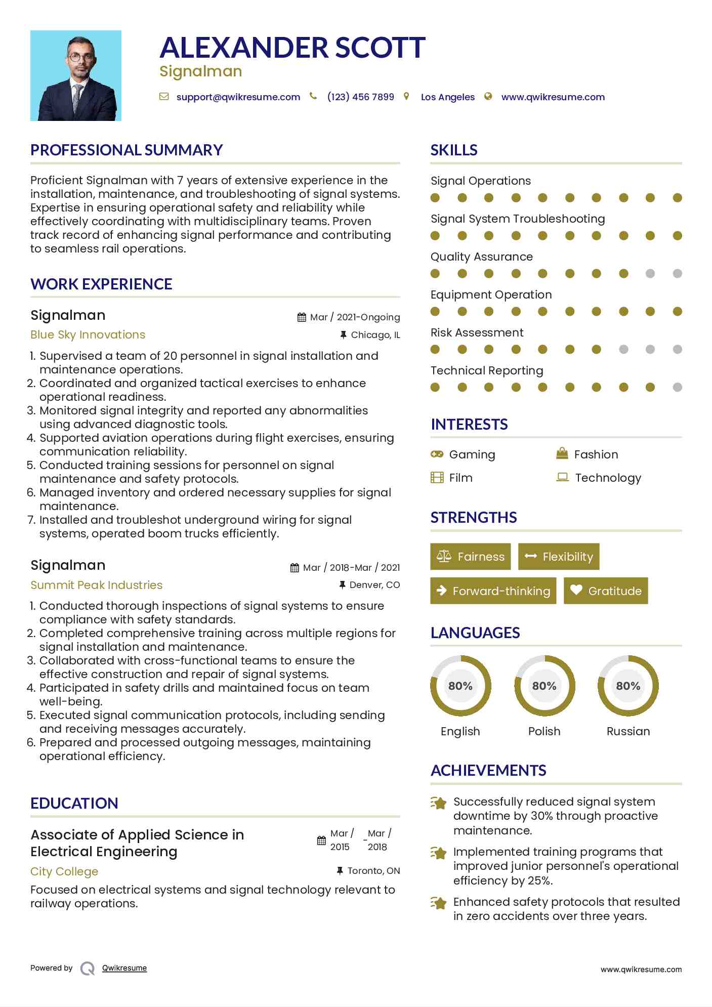Signalman Resume Template