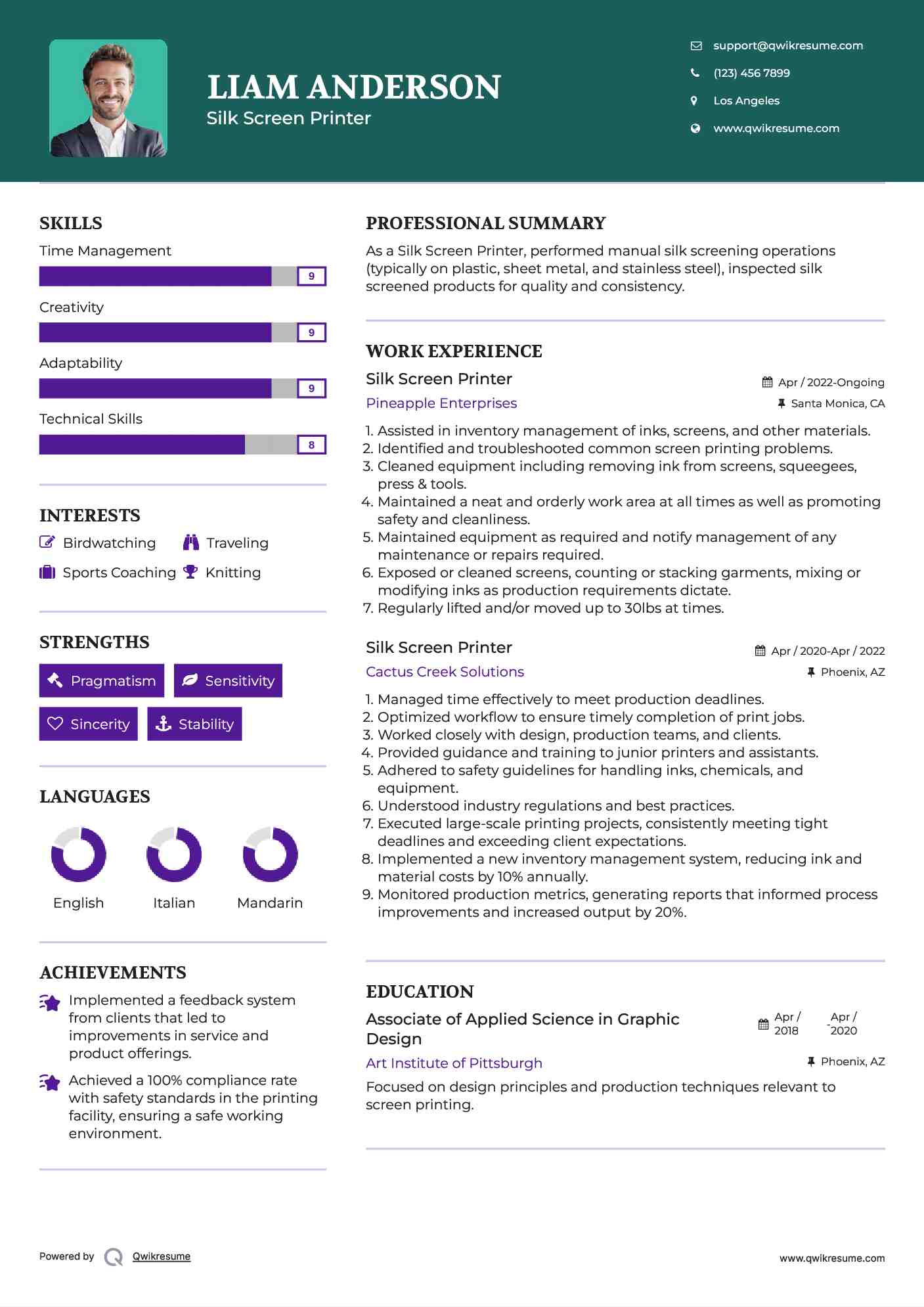 Silk Screen Printer Resume Format