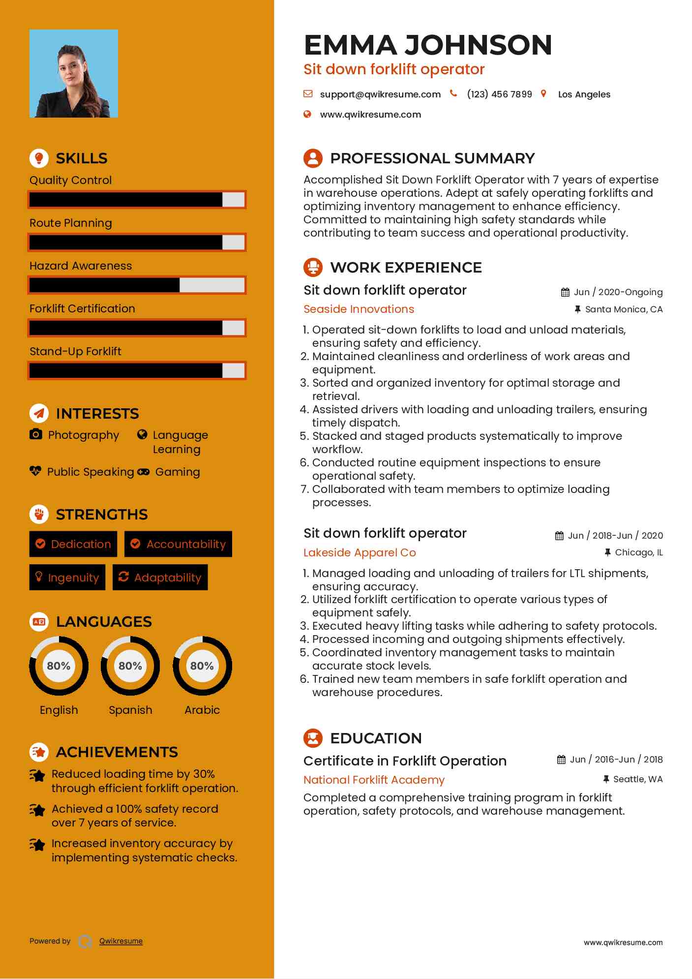 Sit down forklift operator Resume - Sit Down Forklift Operator 1647422031 Pdf 