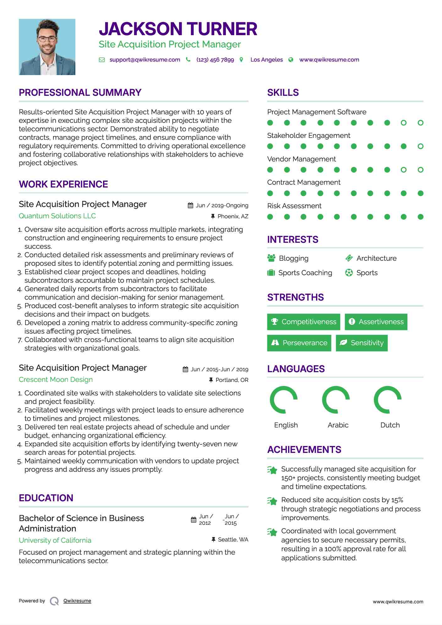 Site Acquisition Project Manager Resume Sample