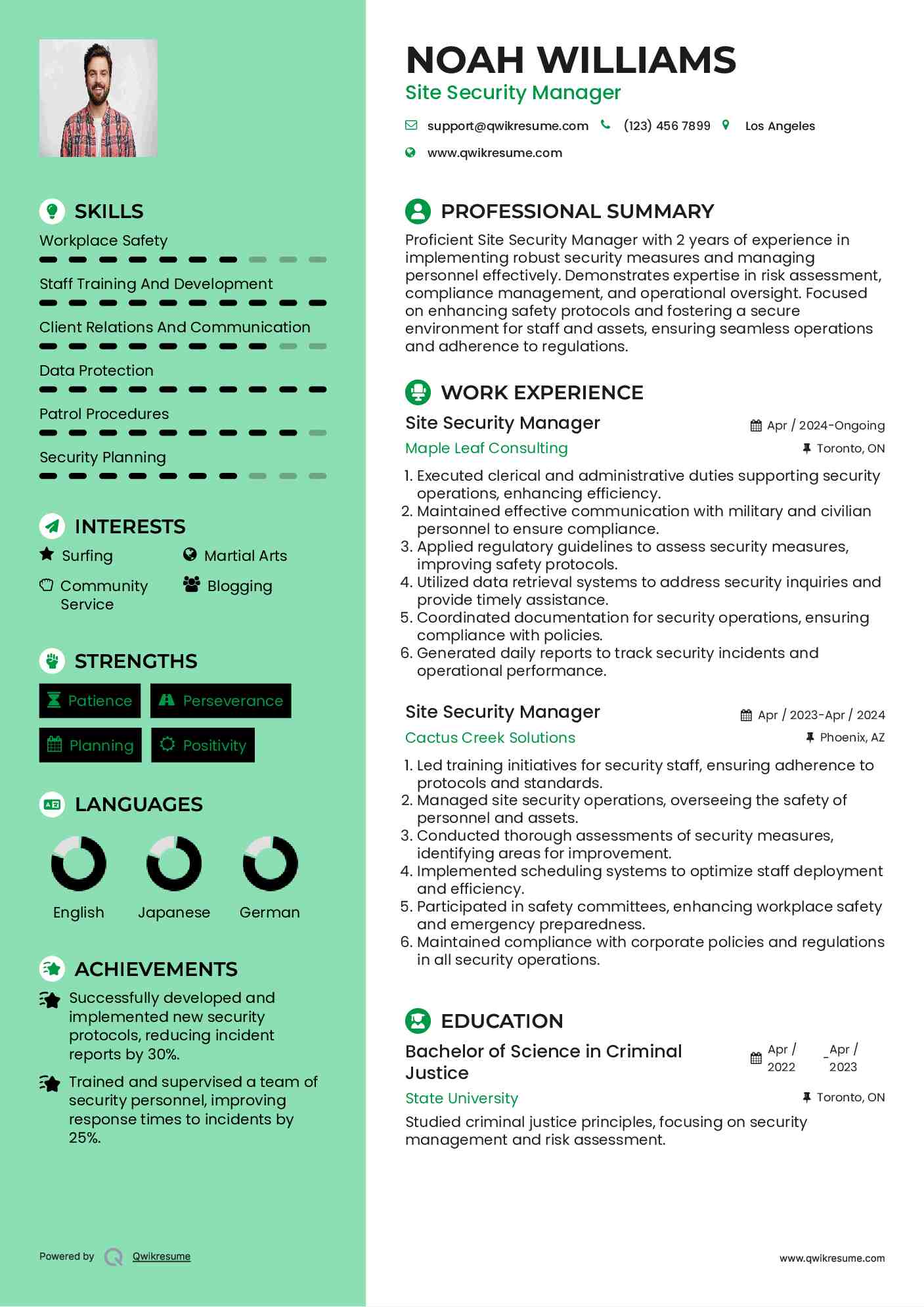 Site Security Manager Resume Samples QwikResume