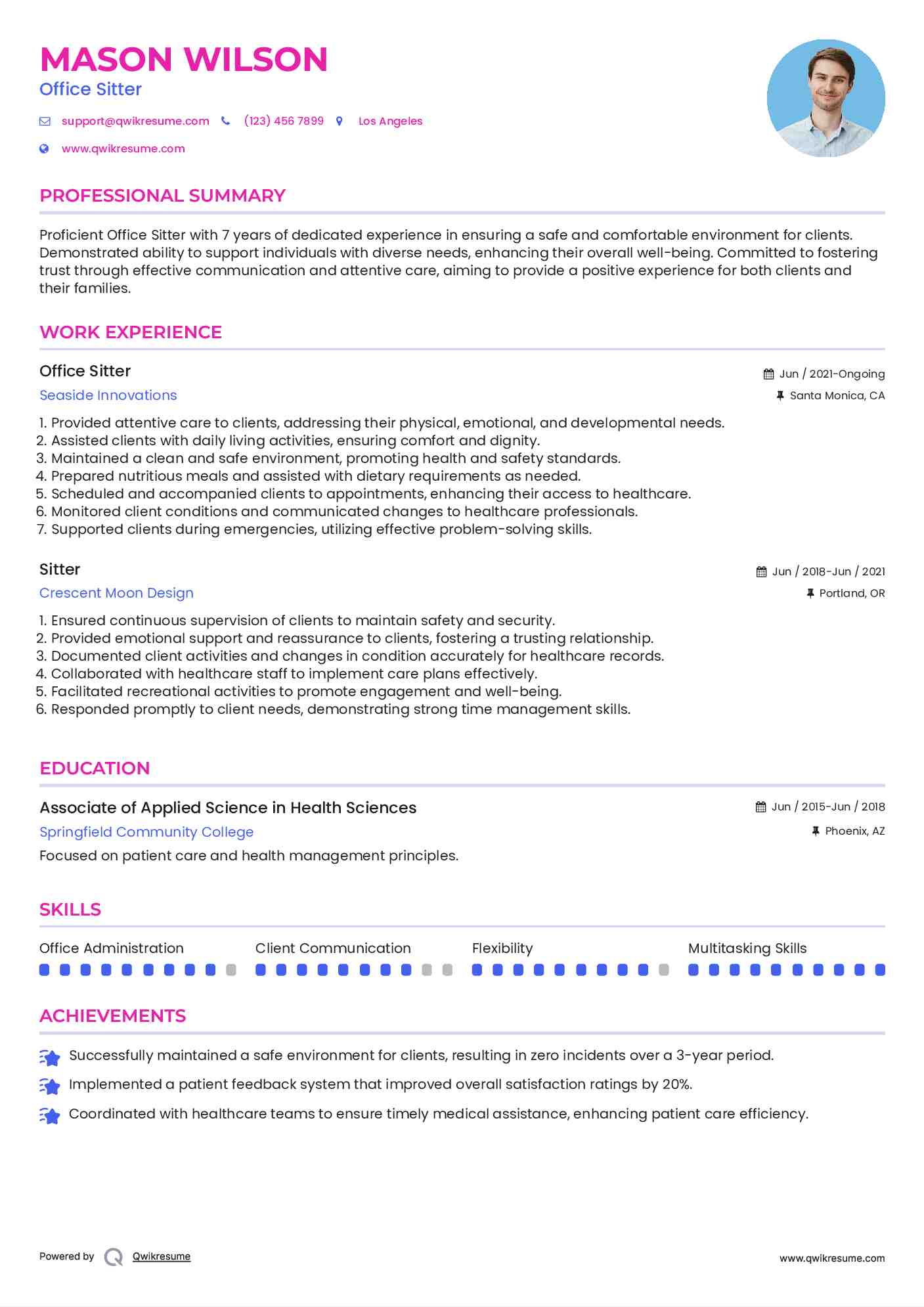 Office Sitter Resume Template