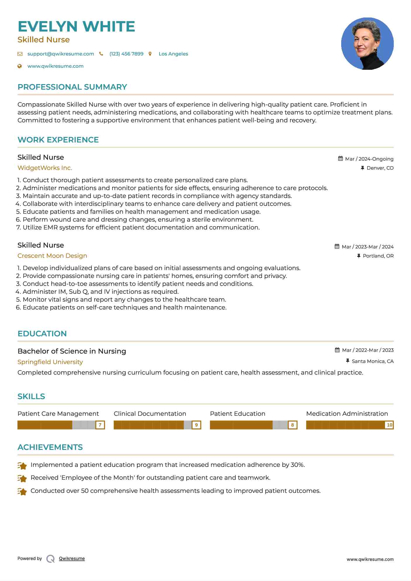 Skilled Nurse Resume Model