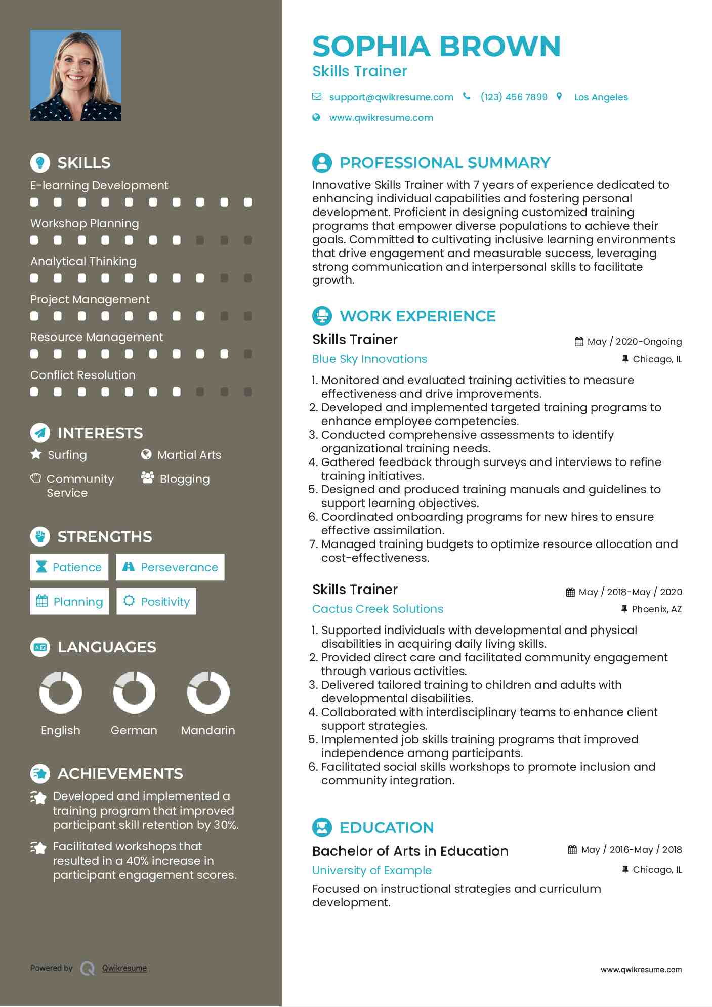 Skills Trainer Resume Template