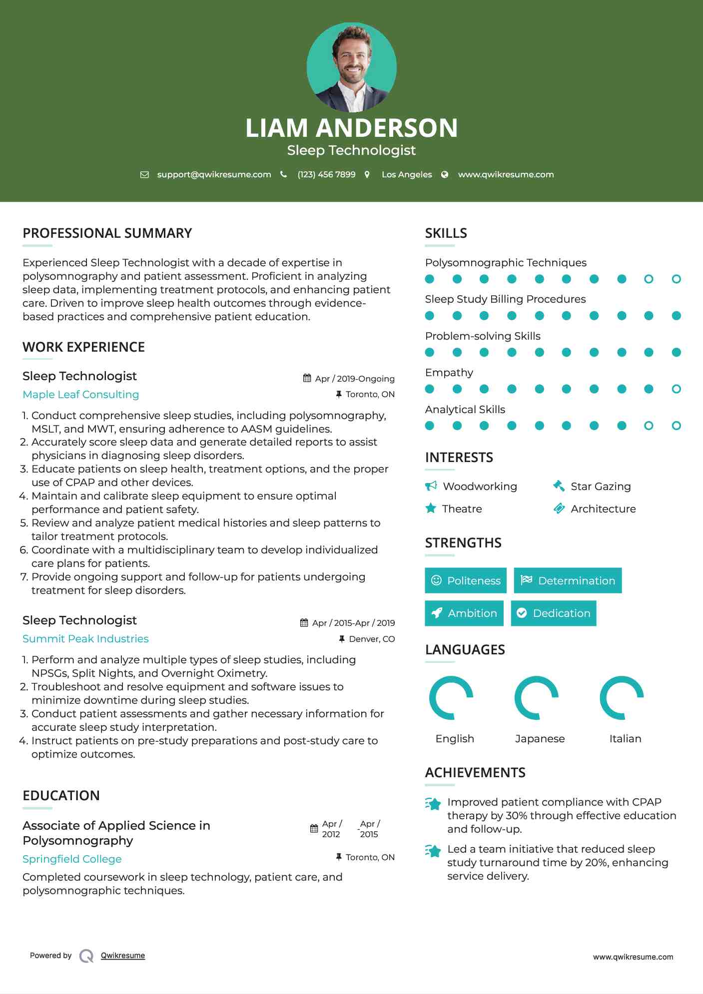 Sleep Technologist Resume Model