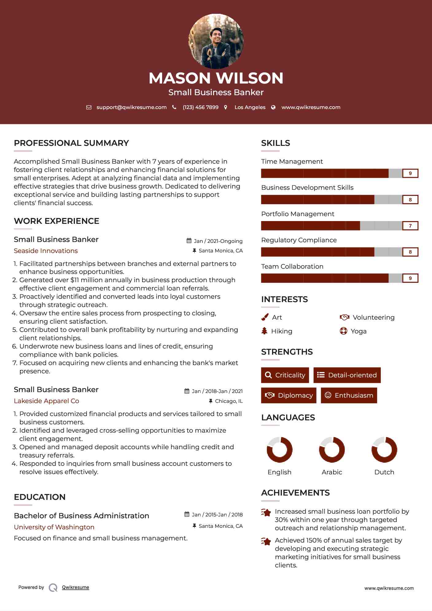 Small Business Banker Resume Template