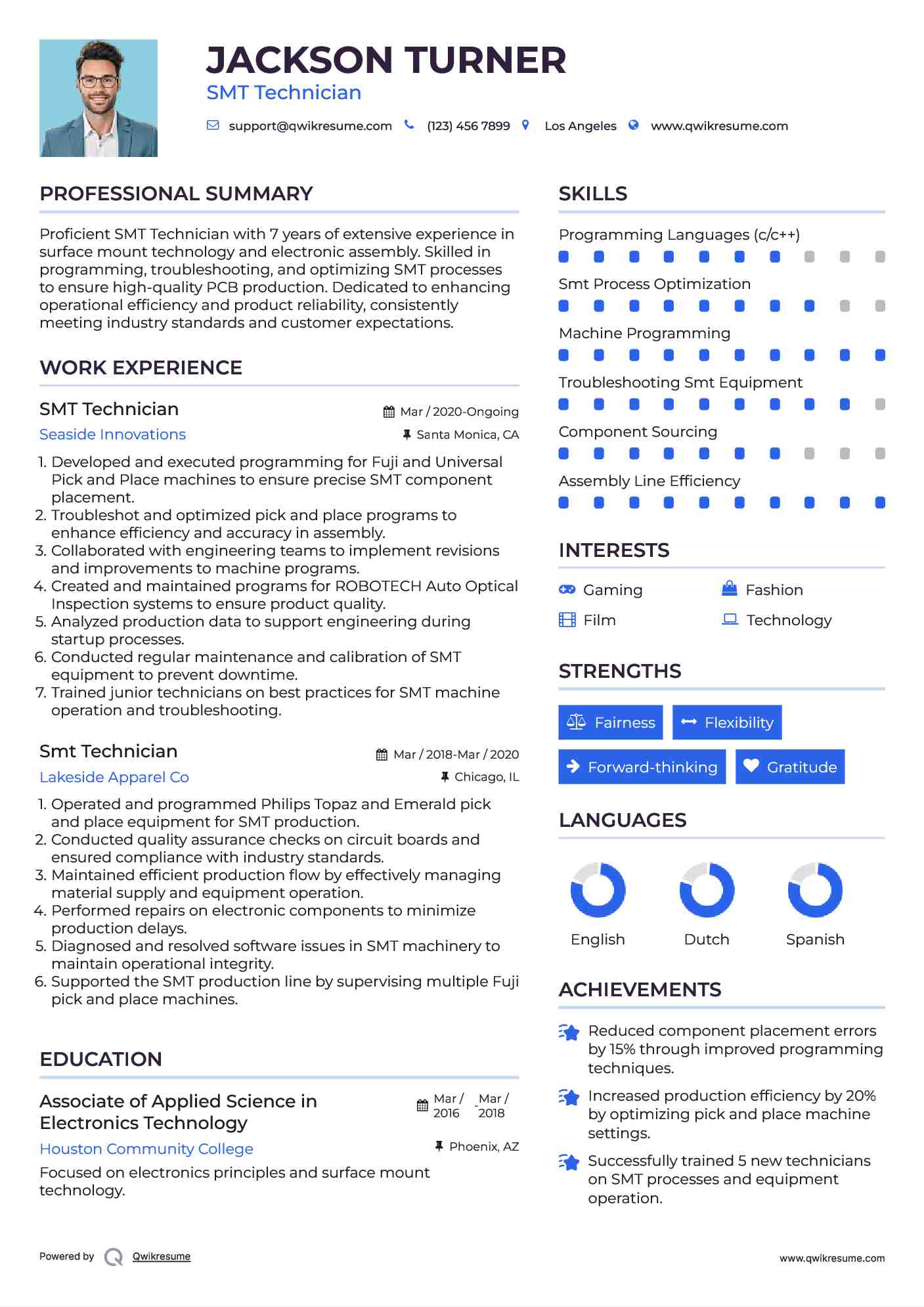 SMT Technician Resume Sample