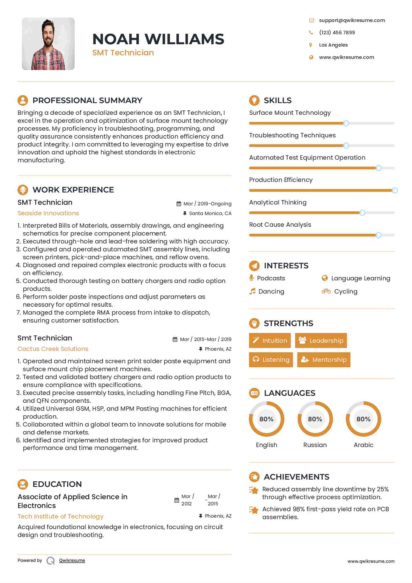 SMT Technician Resume Model