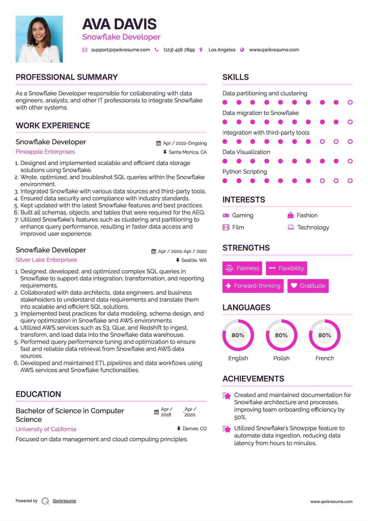 Snowflake Developer Resume Model