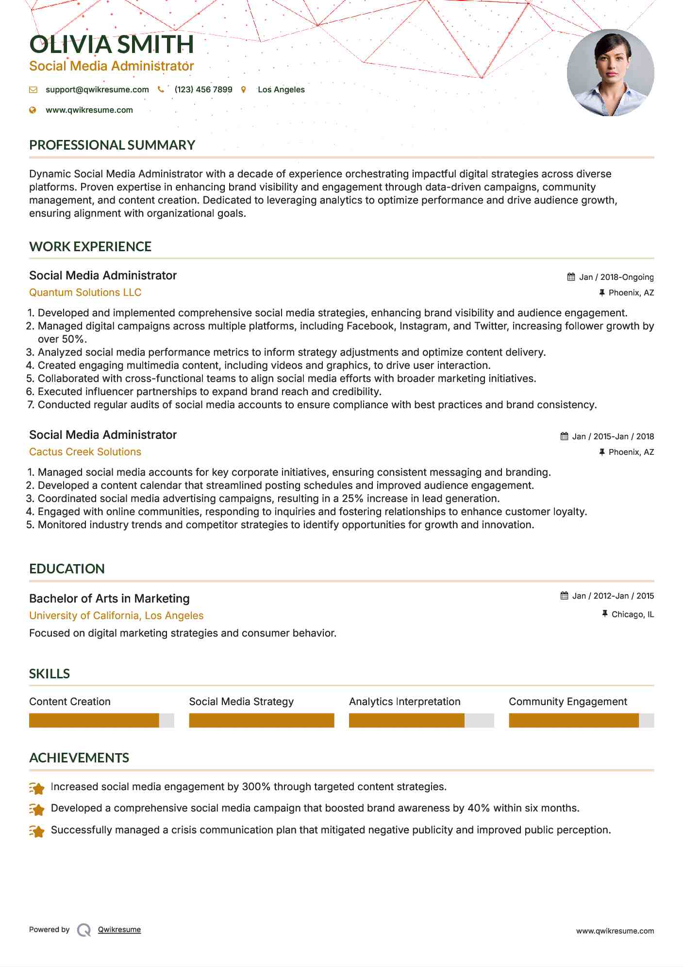 Social Media Administrator Resume Template