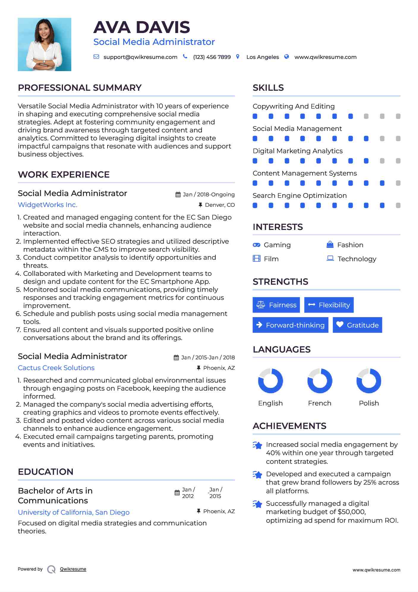 Social Media Administrator Resume Template