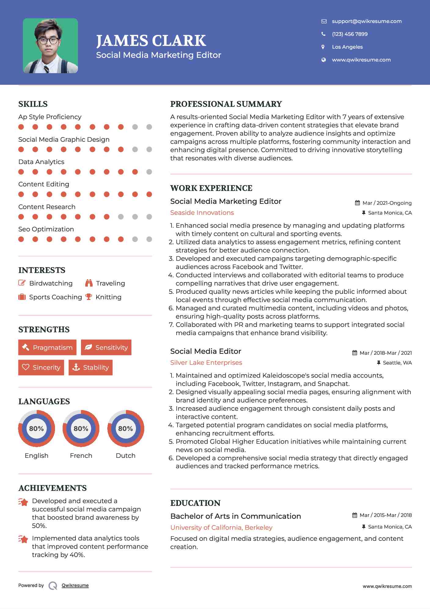 Social Media Editor Resume Samples QwikResume