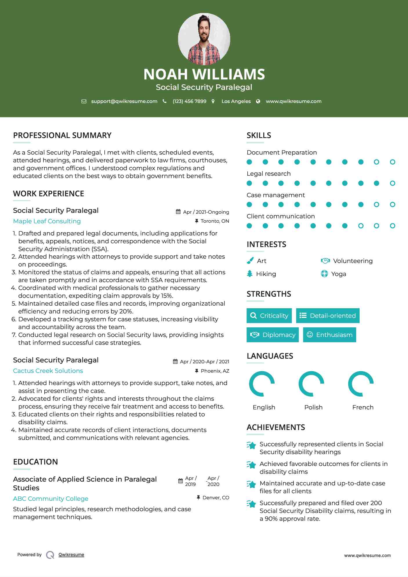 Social Security Paralegal Resume Format
