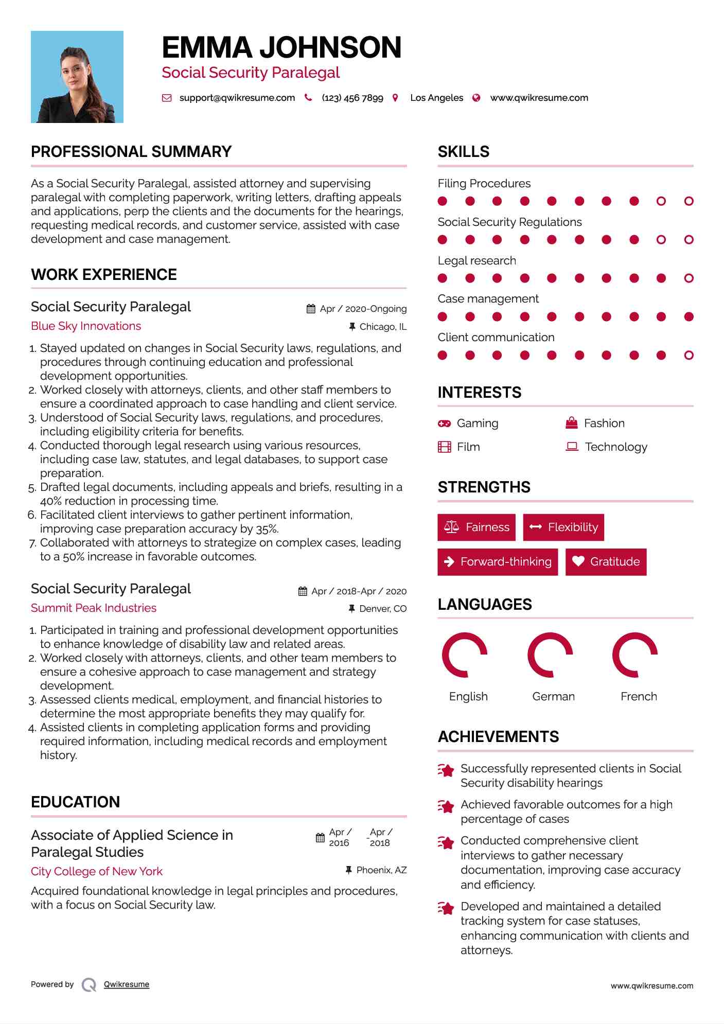 Social Security Paralegal Resume Template