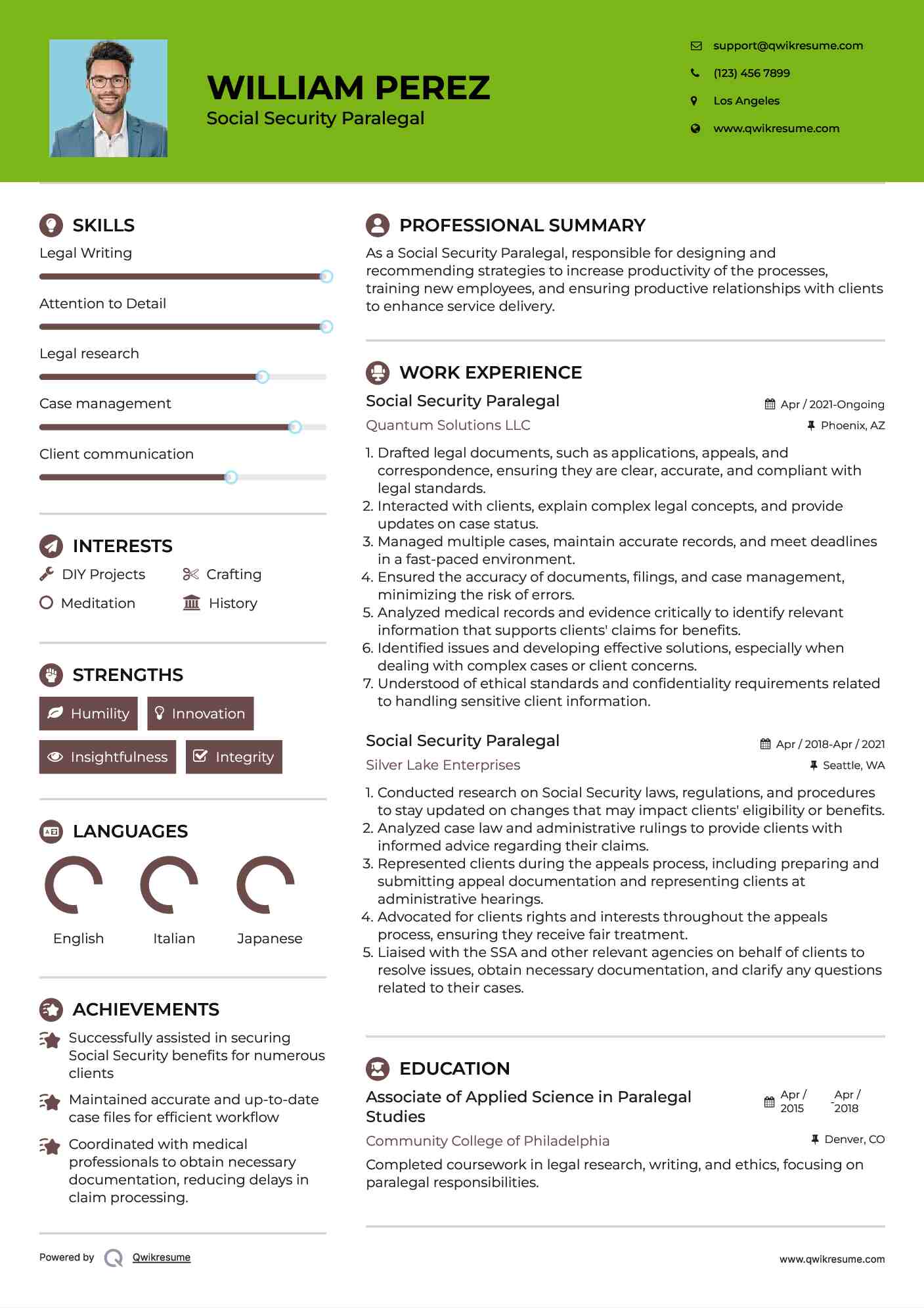 Social Security Paralegal Resume Example
