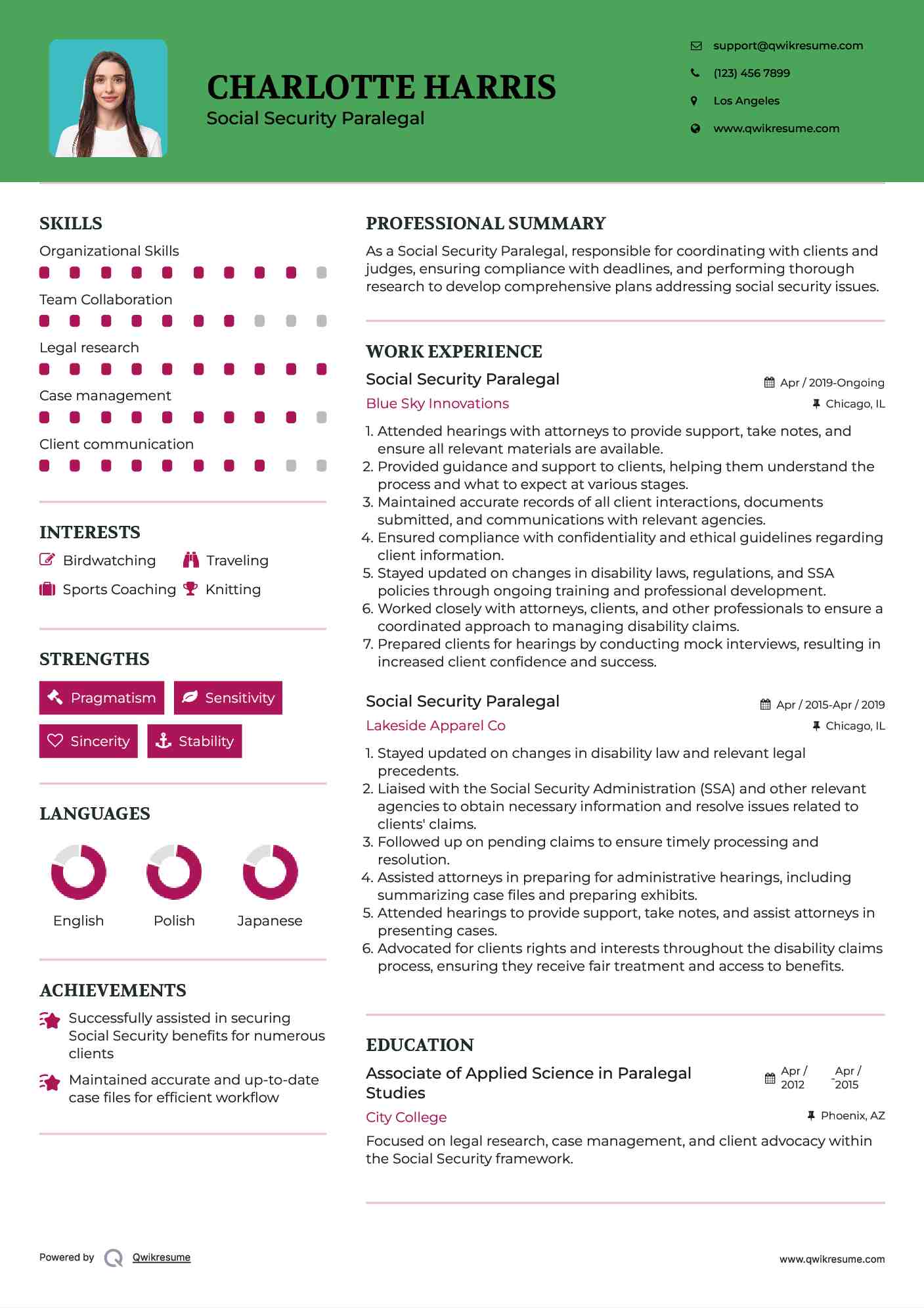 Social Security Paralegal Resume Format