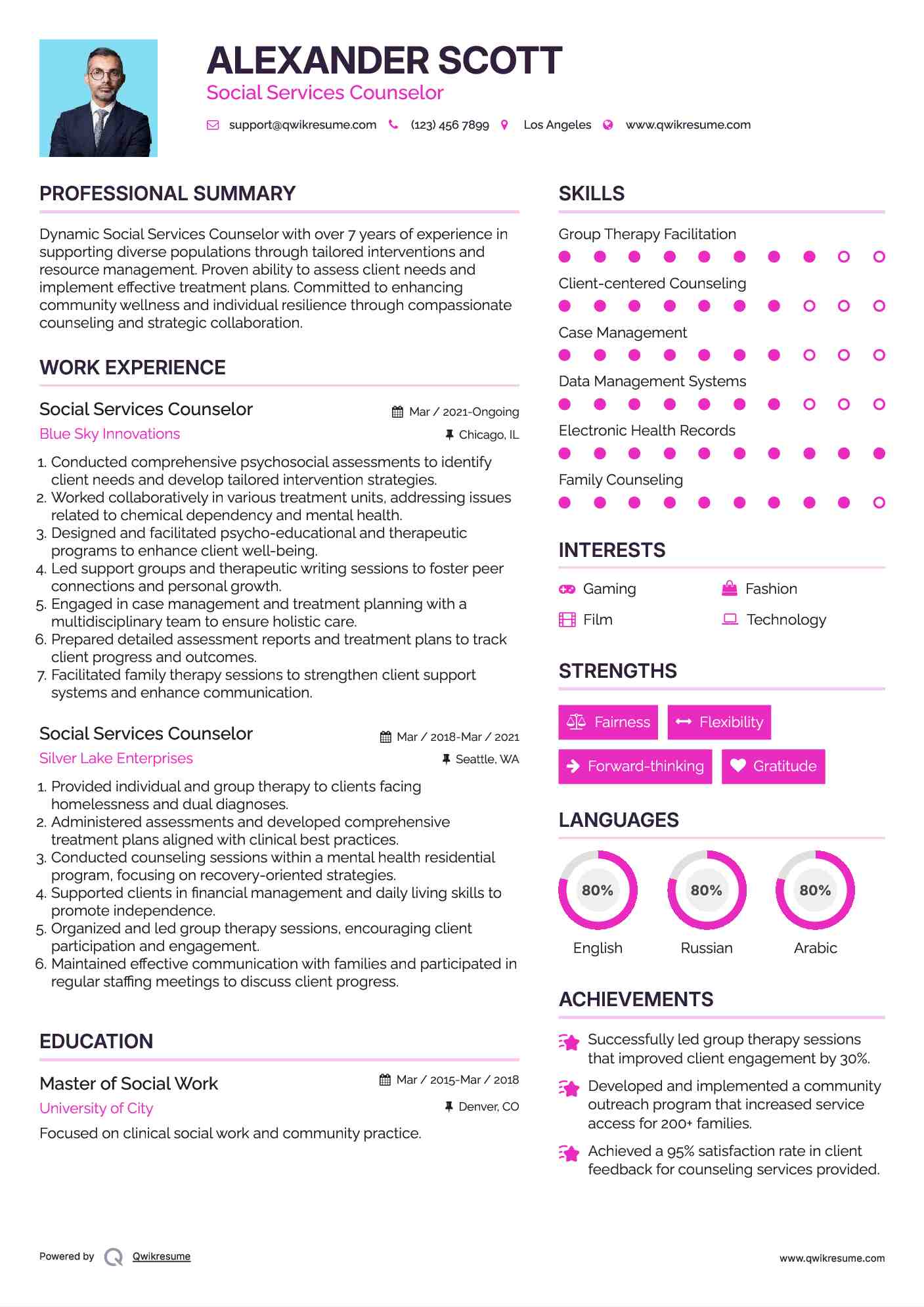 Social Services Counselor Resume Template