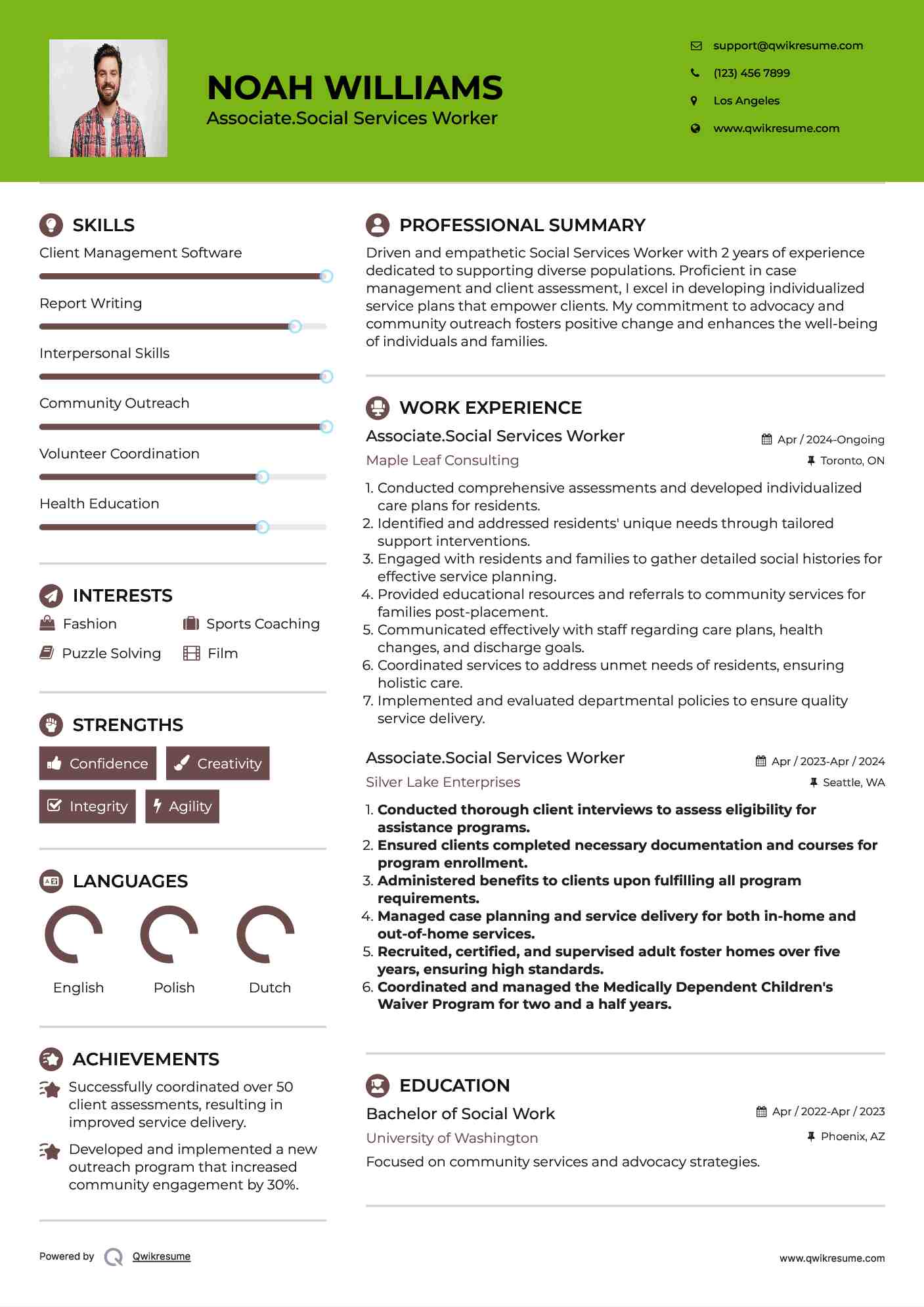 Associate.Social Services Worker Resume Sample