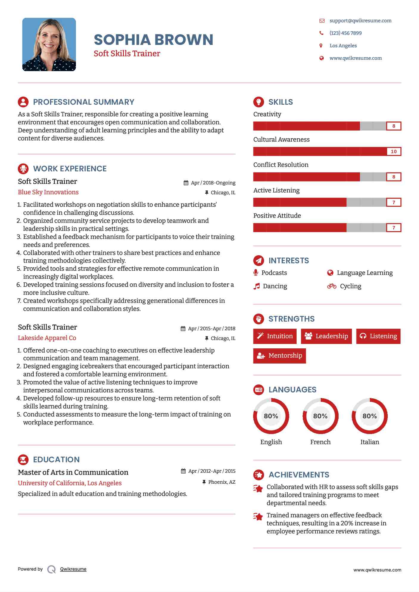 Soft Skills Trainer Resume Format
