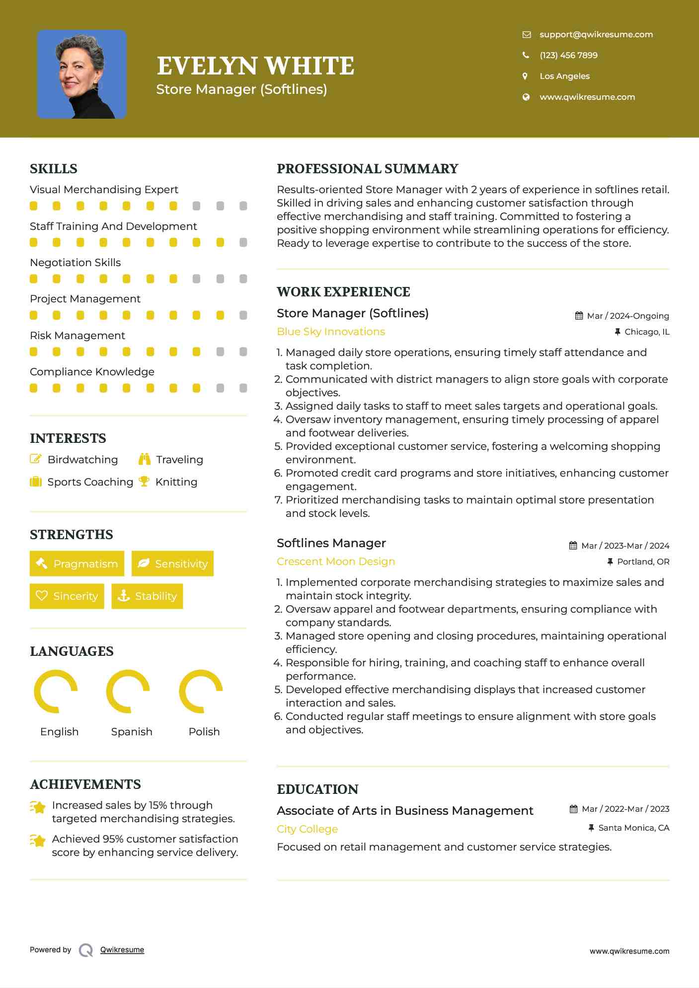 Store Manager (Softlines) Resume Sample