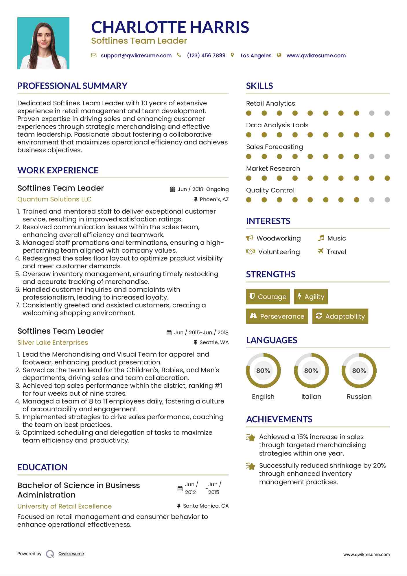 Softlines Team Leader Resume Template