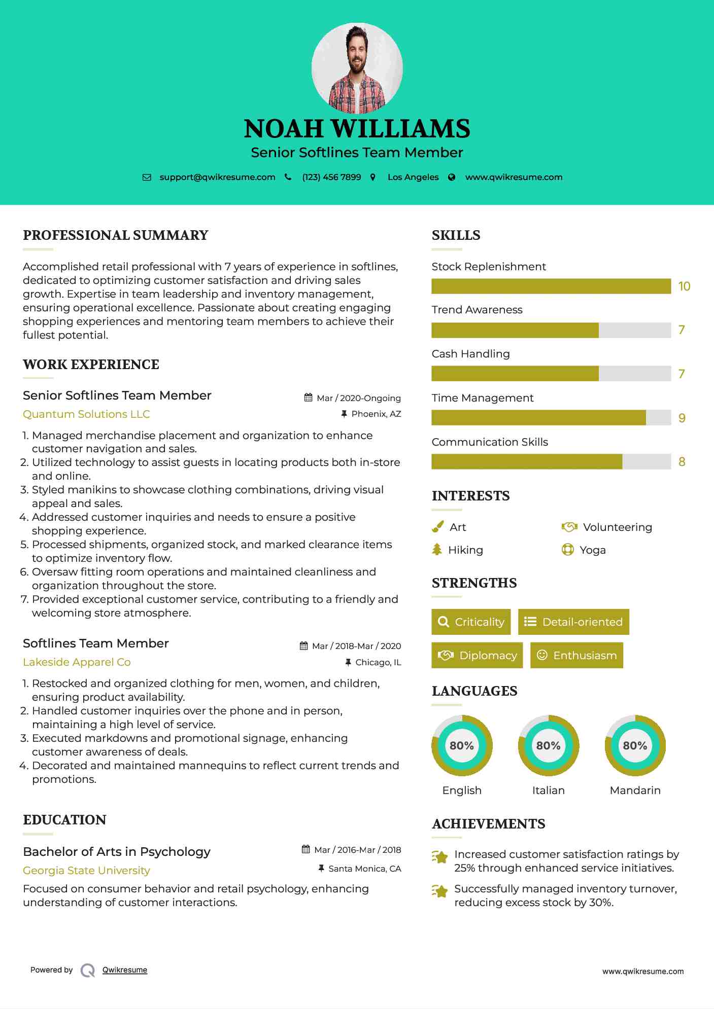 Senior Softlines Team Member Resume Template
