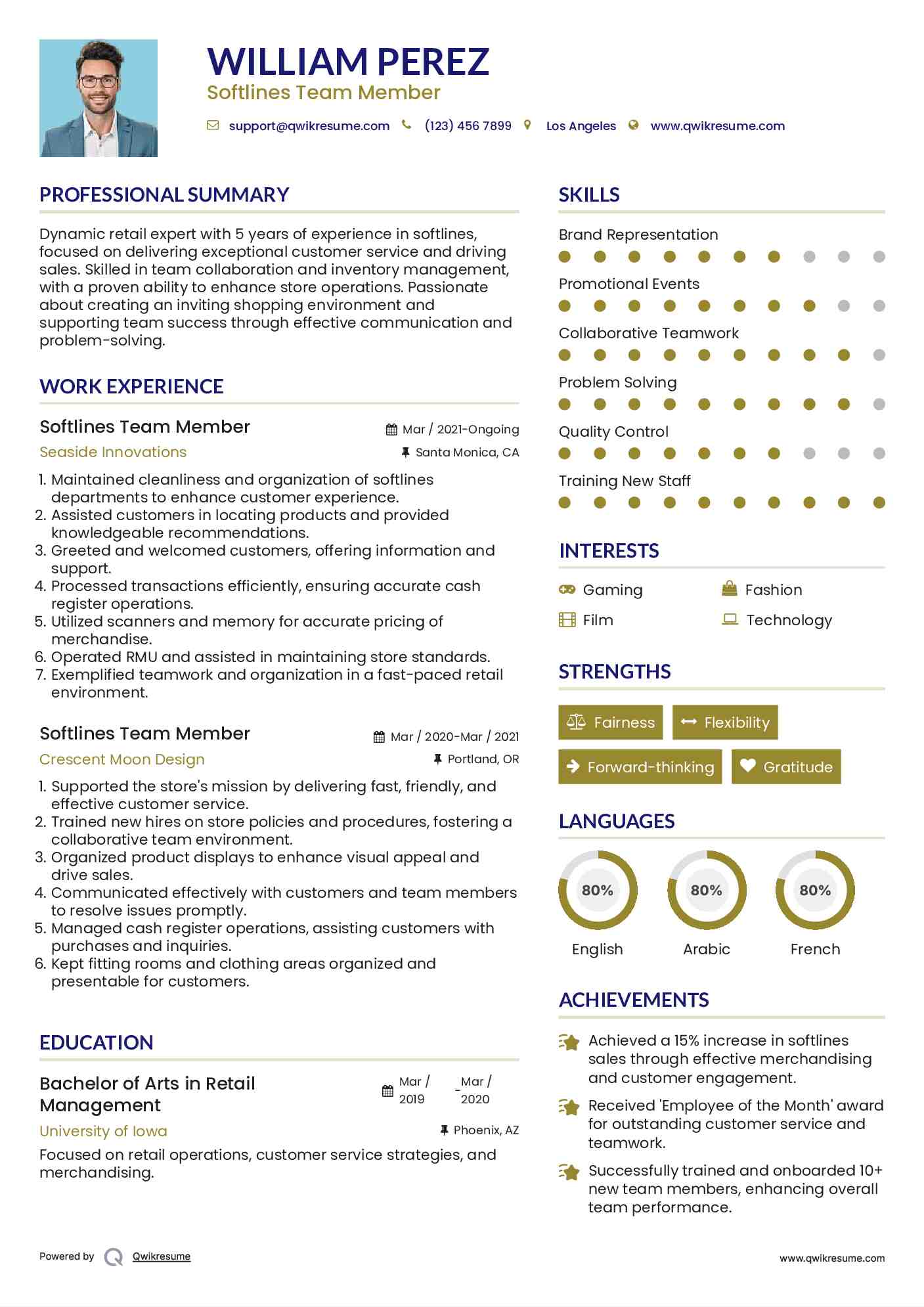 Softlines Team Member Resume Template