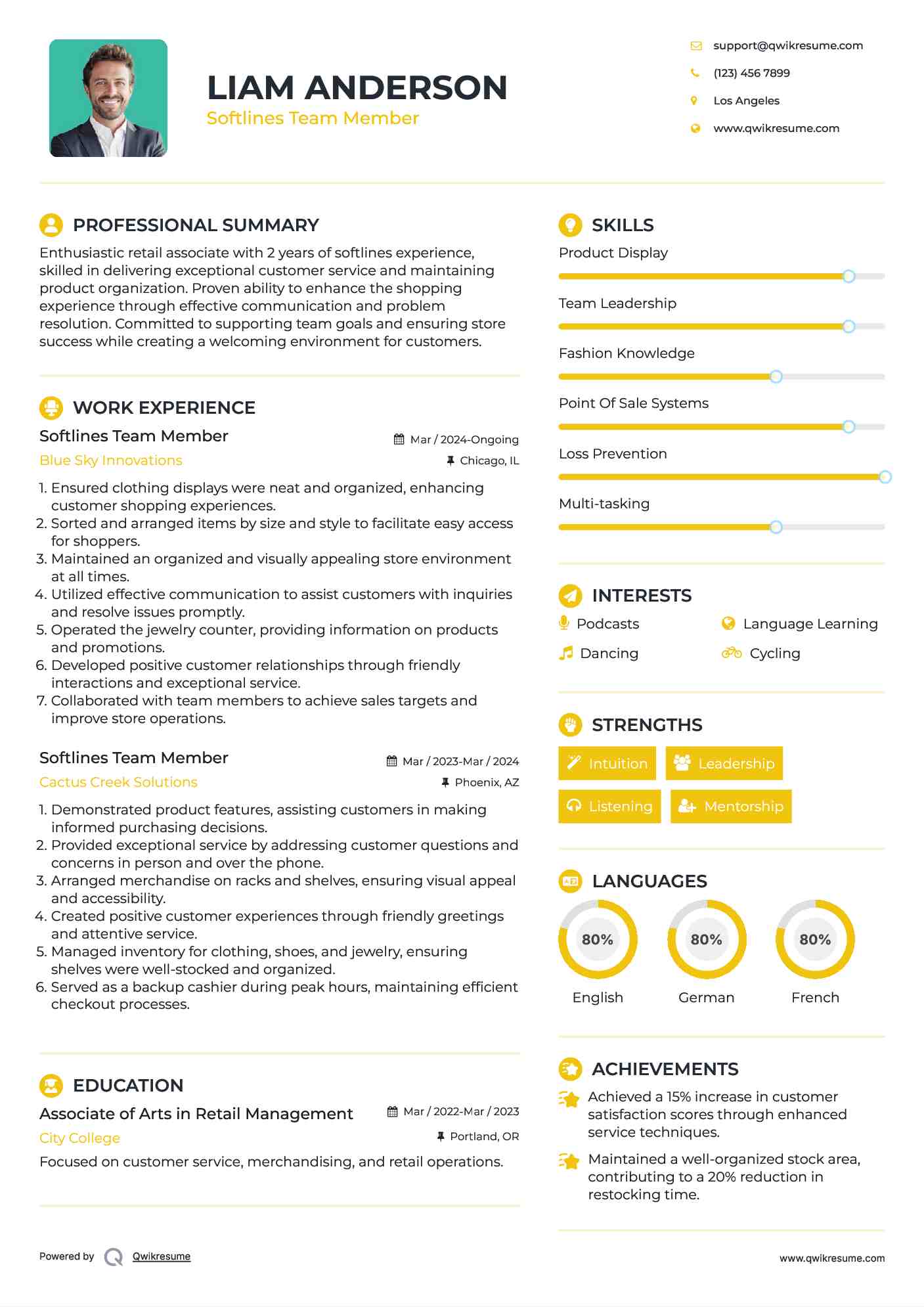 Softlines Team Member Resume Example