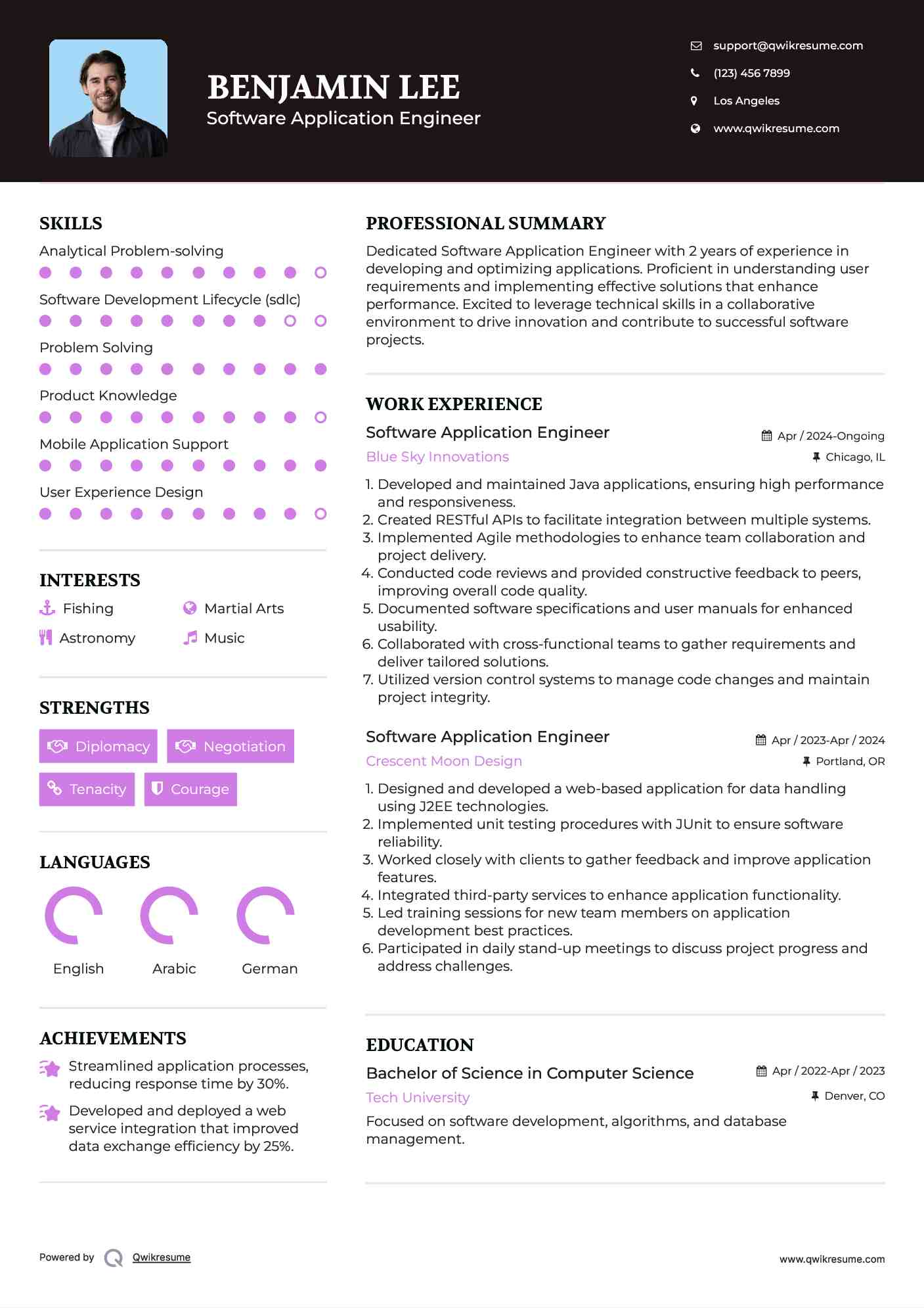 Software Application Engineer Resume Samples | QwikResume