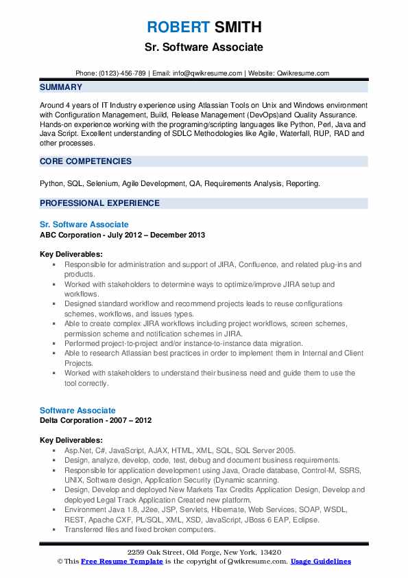 Software Associate Resume Samples | QwikResume